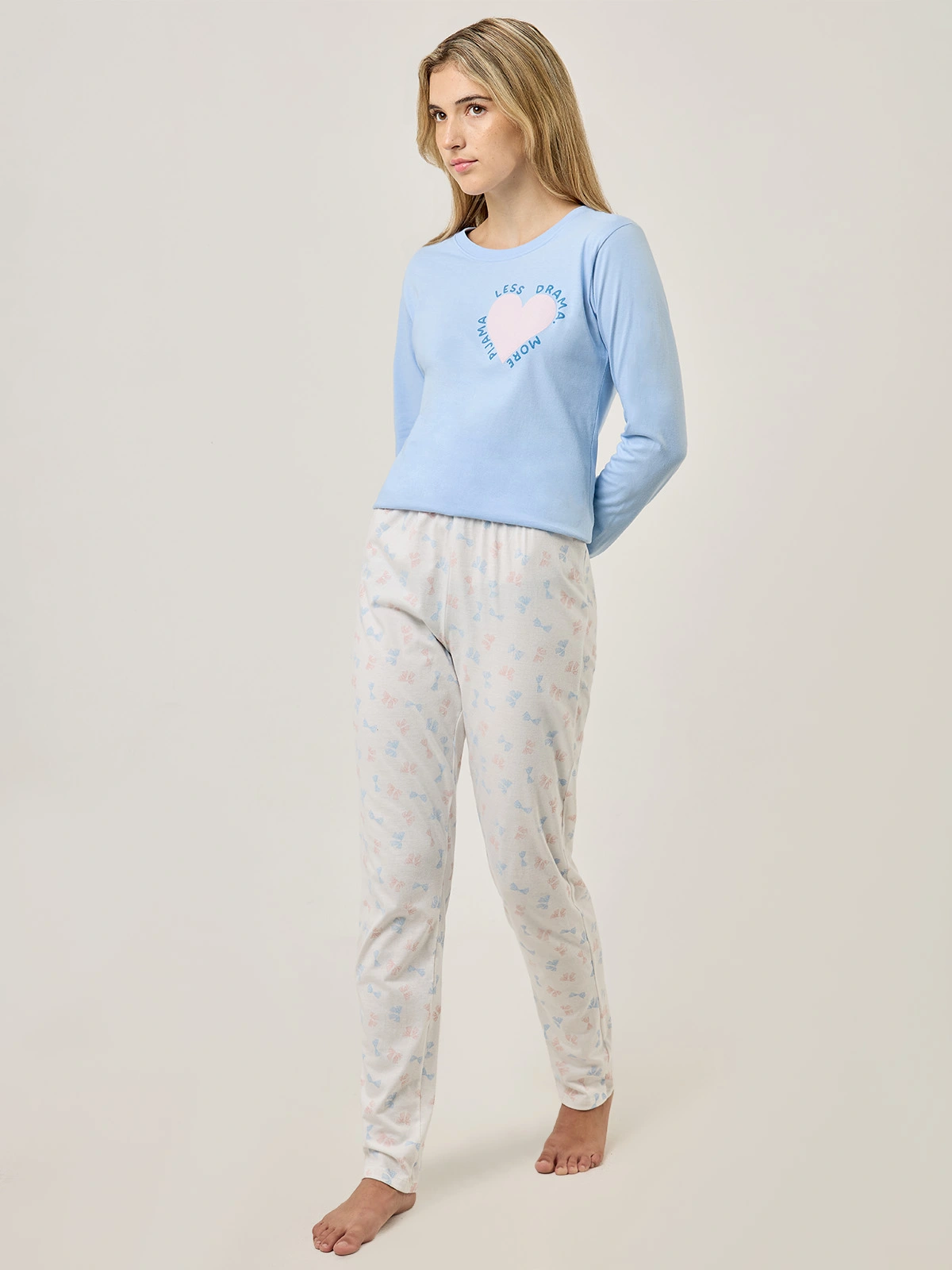 PANTALÓN PIJAMA MUJER INDEX HUESO LAZOS CELESTES - 5