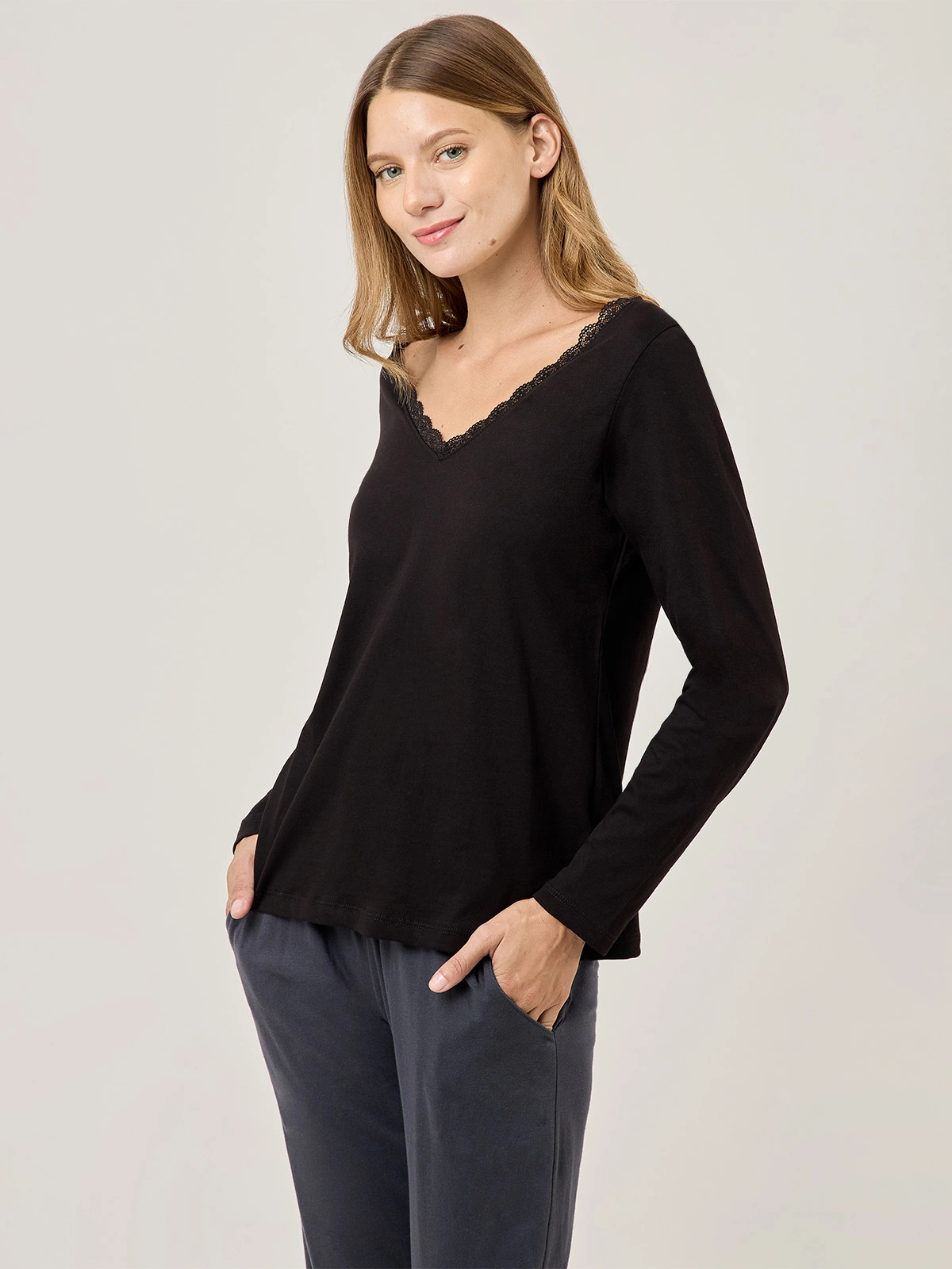 TOP PIJAMA MUJER MARQUIS NEGRO ENCAJE - 3