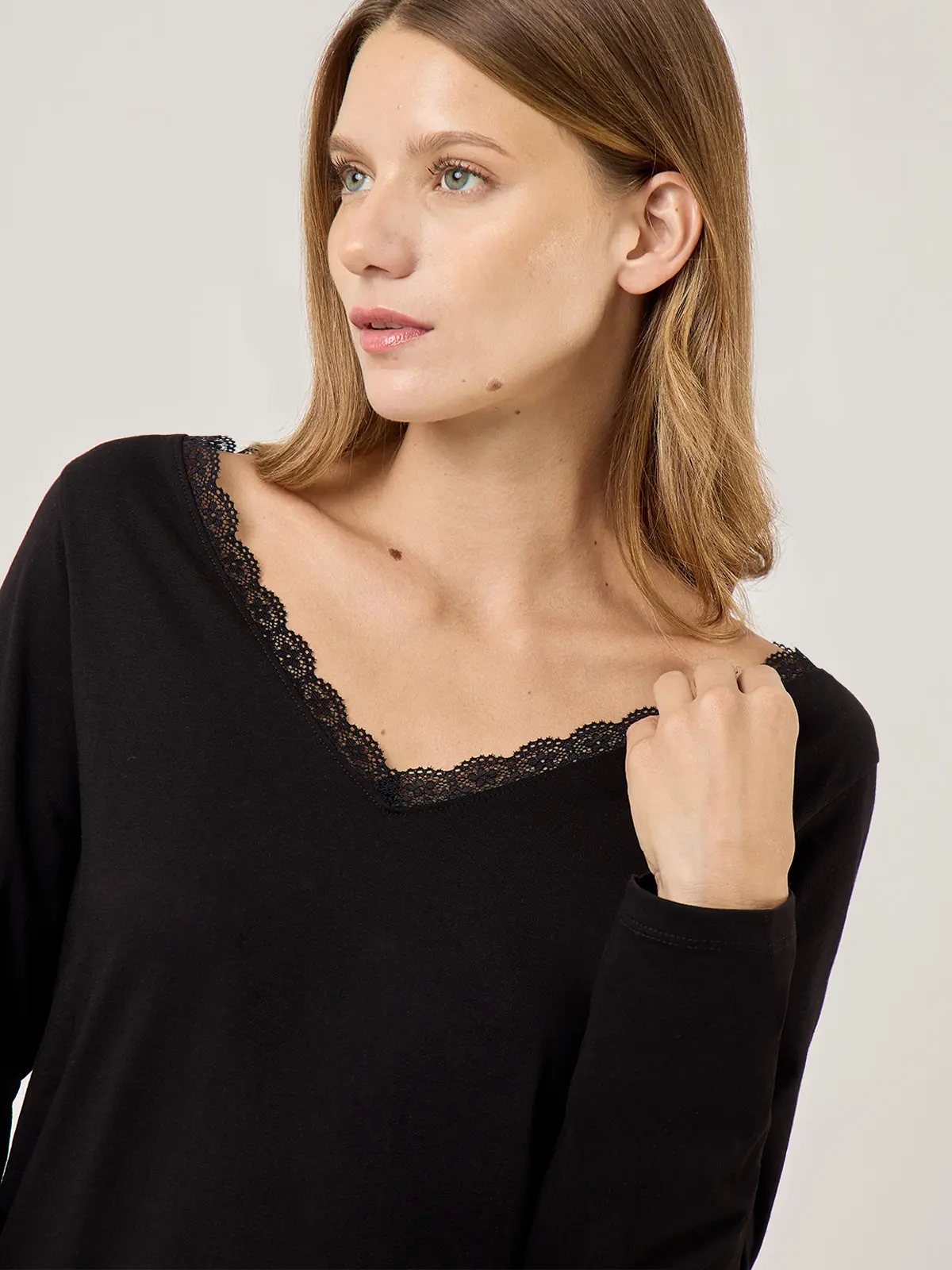 TOP PIJAMA MUJER MARQUIS NEGRO ENCAJE - 4