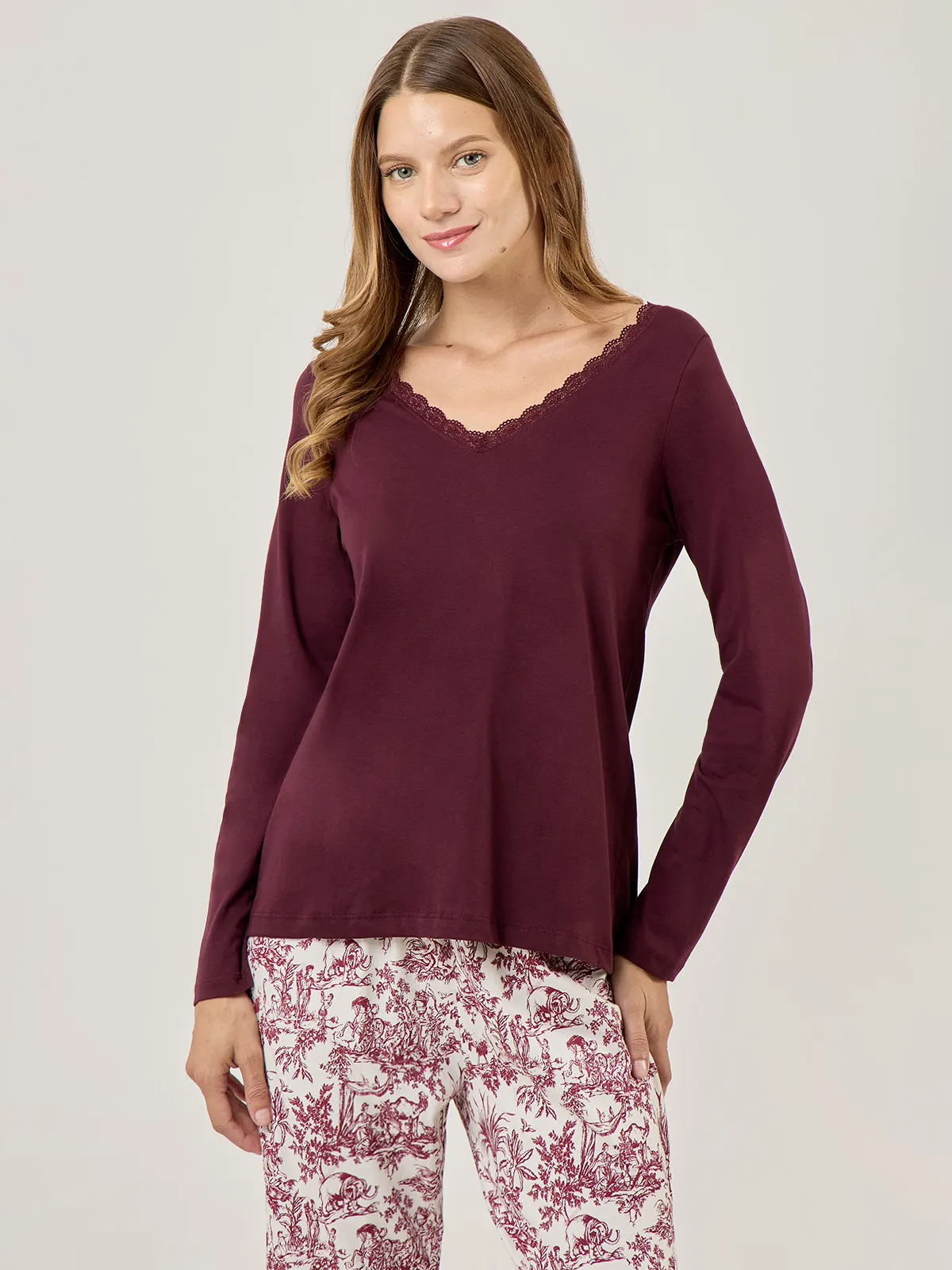 TOP PIJAMA MUJER MARQUIS BURDEO ENCAJE - 1