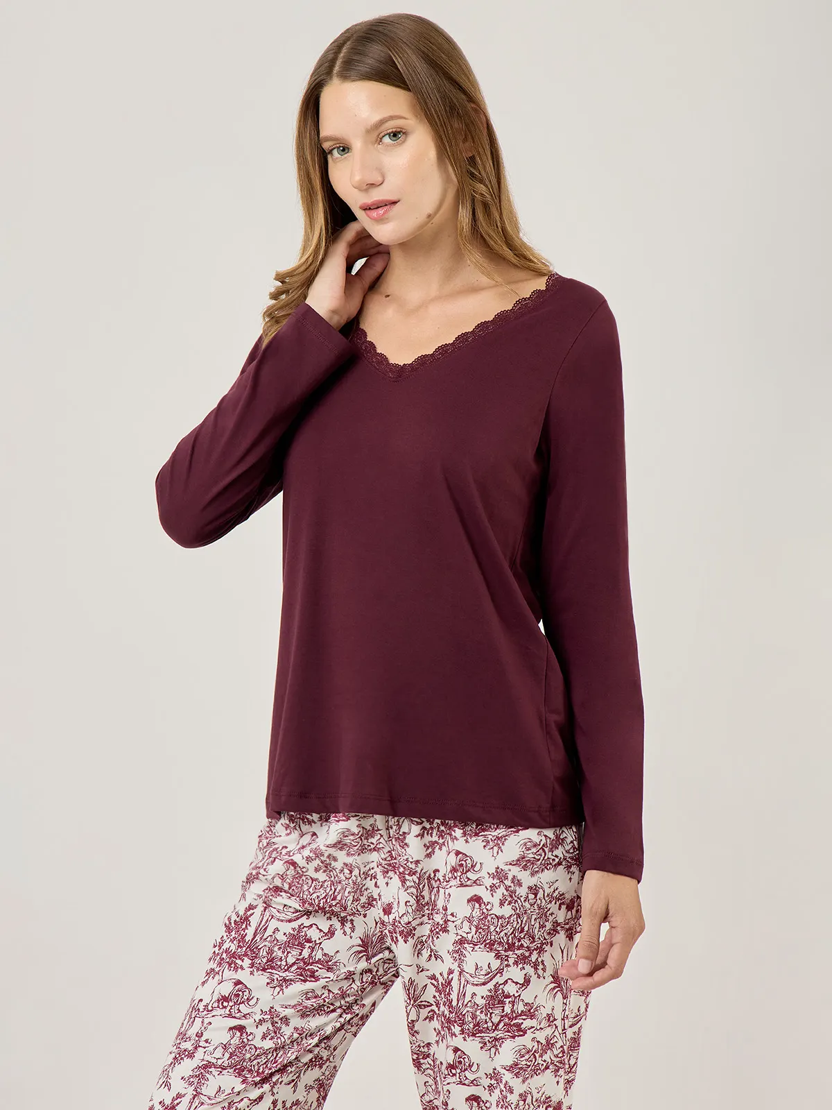 TOP PIJAMA MUJER MARQUIS BURDEO ENCAJE - 3
