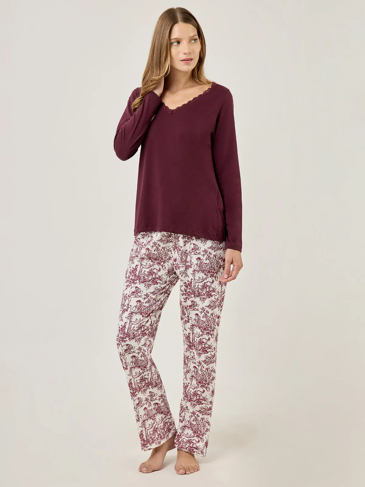 TOP PIJAMA MUJER MARQUIS BURDEO ENCAJE - 5