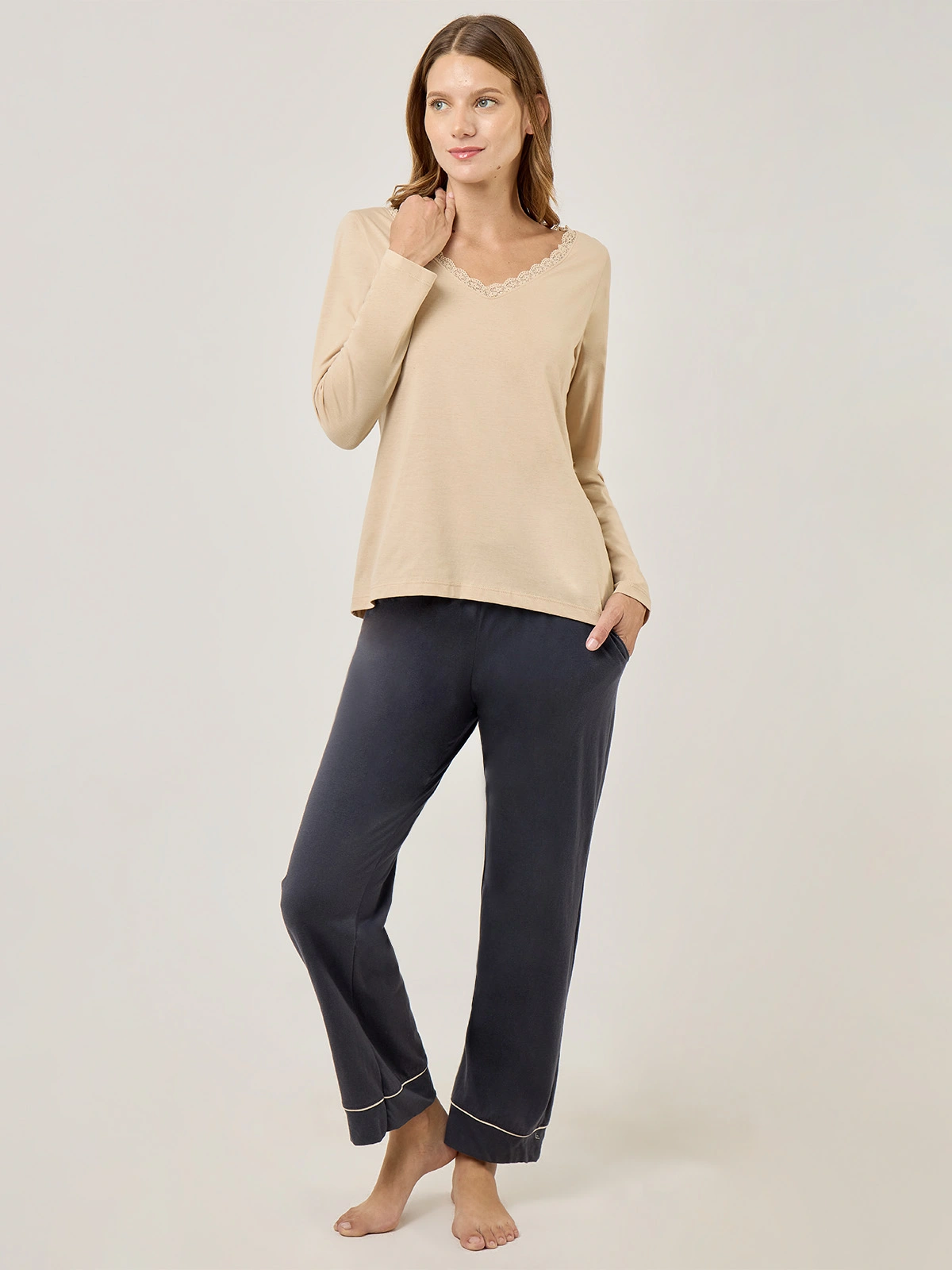 TOP PIJAMA MUJER MARQUIS ARENA ENCAJE - 5