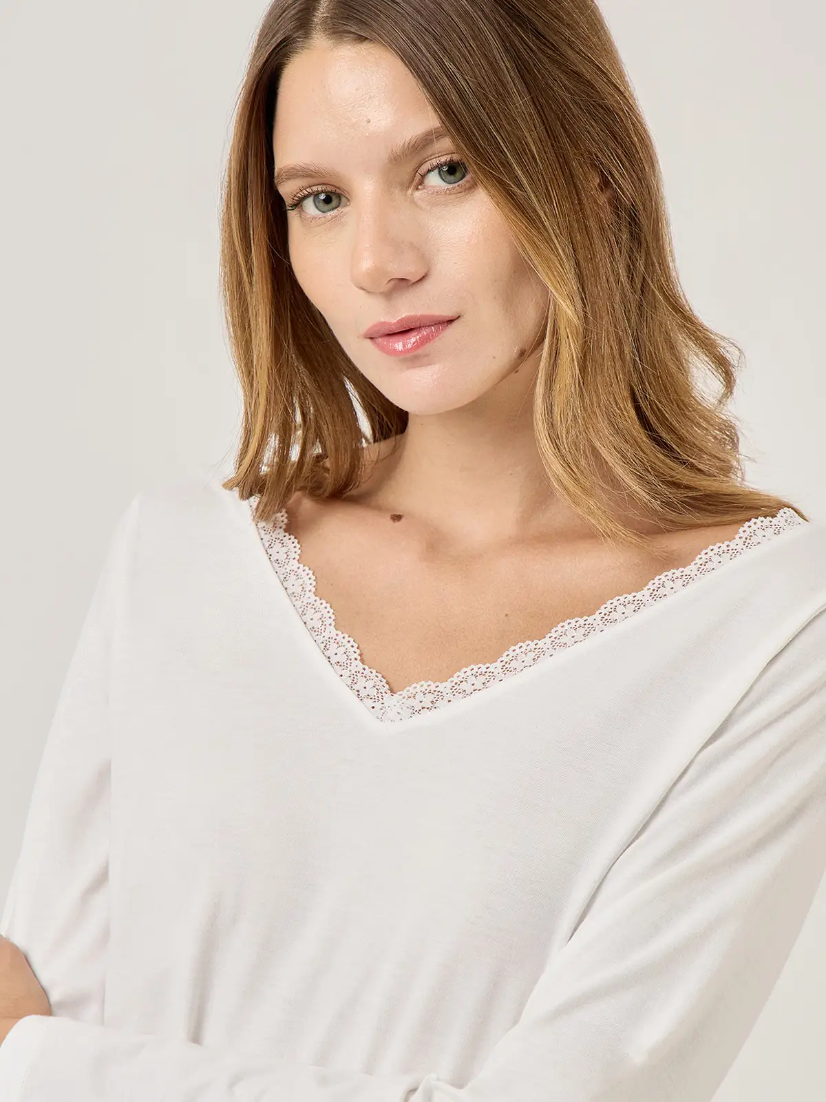 TOP PIJAMA MUJER MARQUIS ECRU ENCAJE - 4
