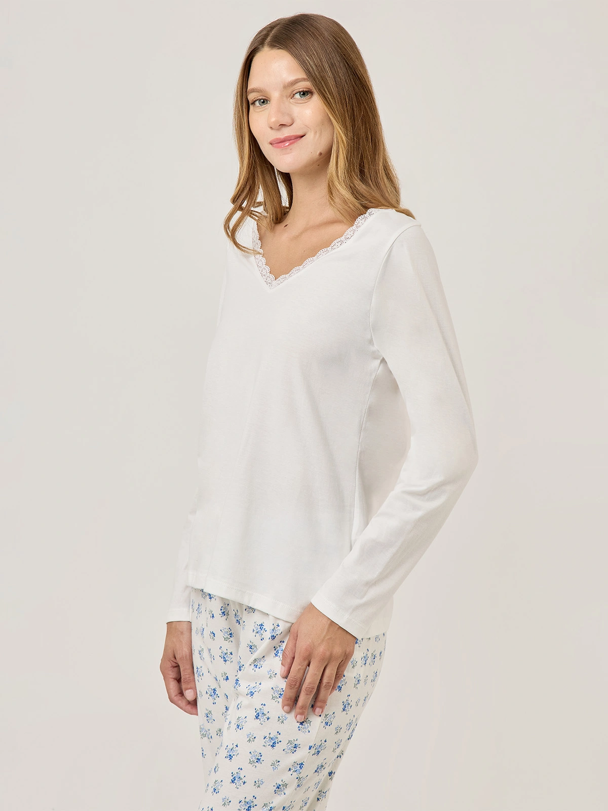 TOP PIJAMA MUJER MARQUIS ECRU ENCAJE - 3