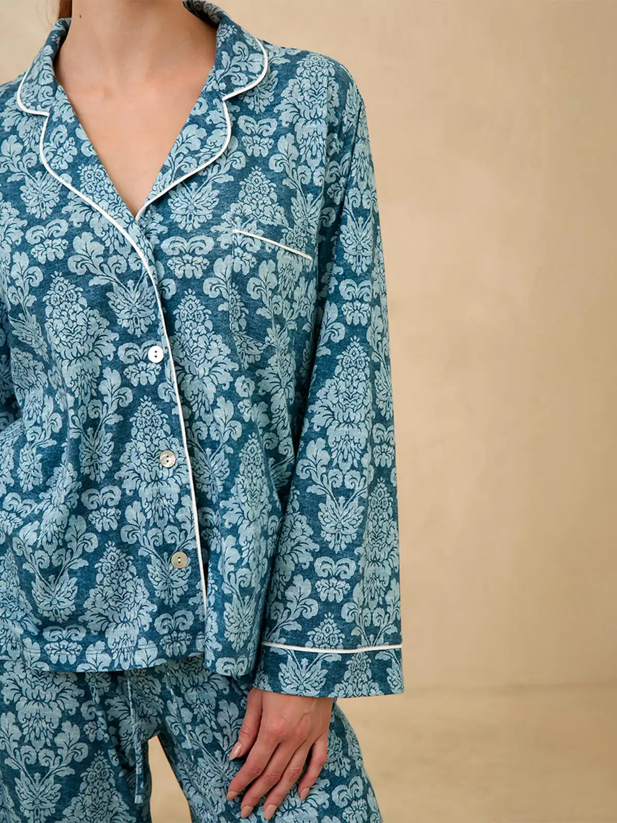 PIJAMA MANGA LARGA MUJER IN BLOOM BOYFRIEND VERA DAMASQUE - 2