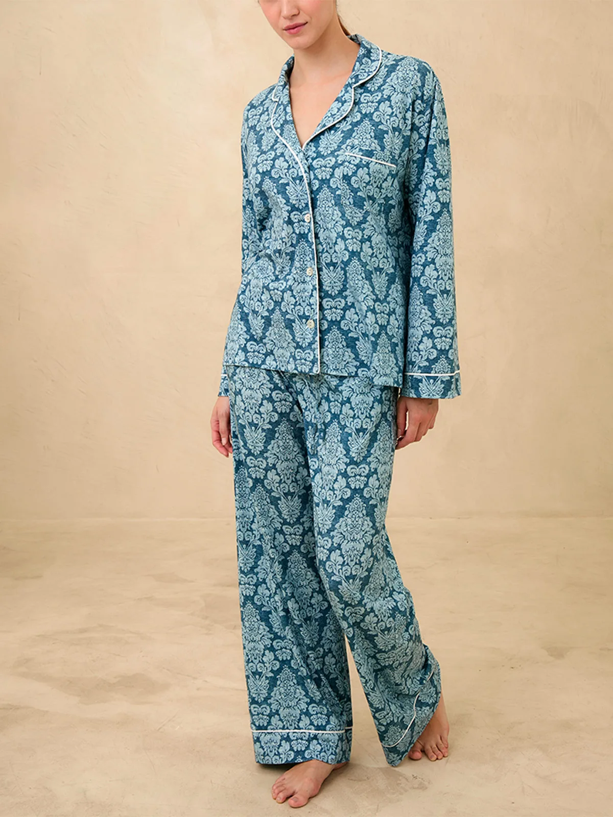 PIJAMA MANGA LARGA MUJER IN BLOOM BOYFRIEND VERA DAMASQUE - 1
