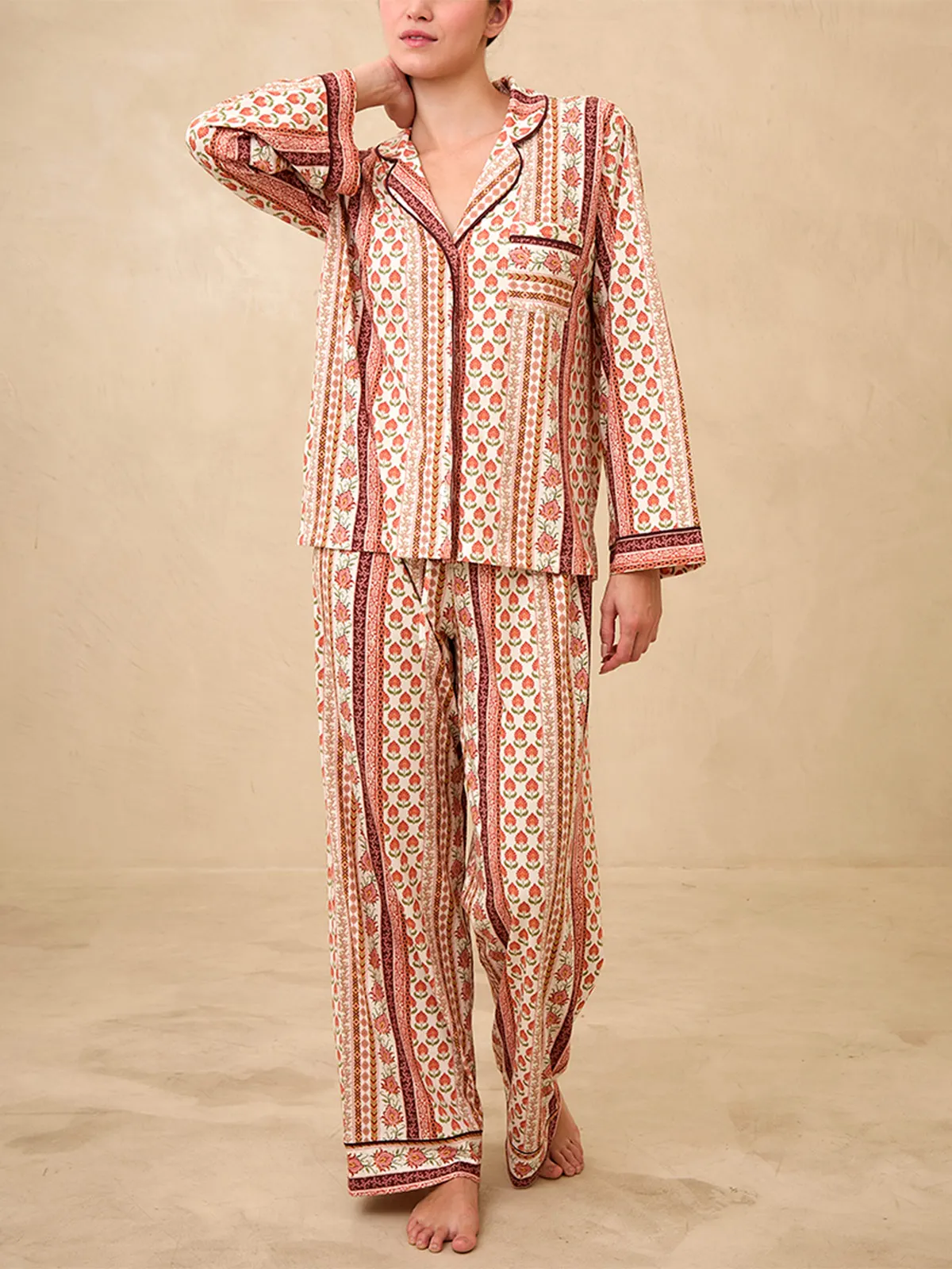 PIJAMA MANGA LARGA MUJER IN BLOOM BOYFRIEND VERA BOHO STRIPES - 1