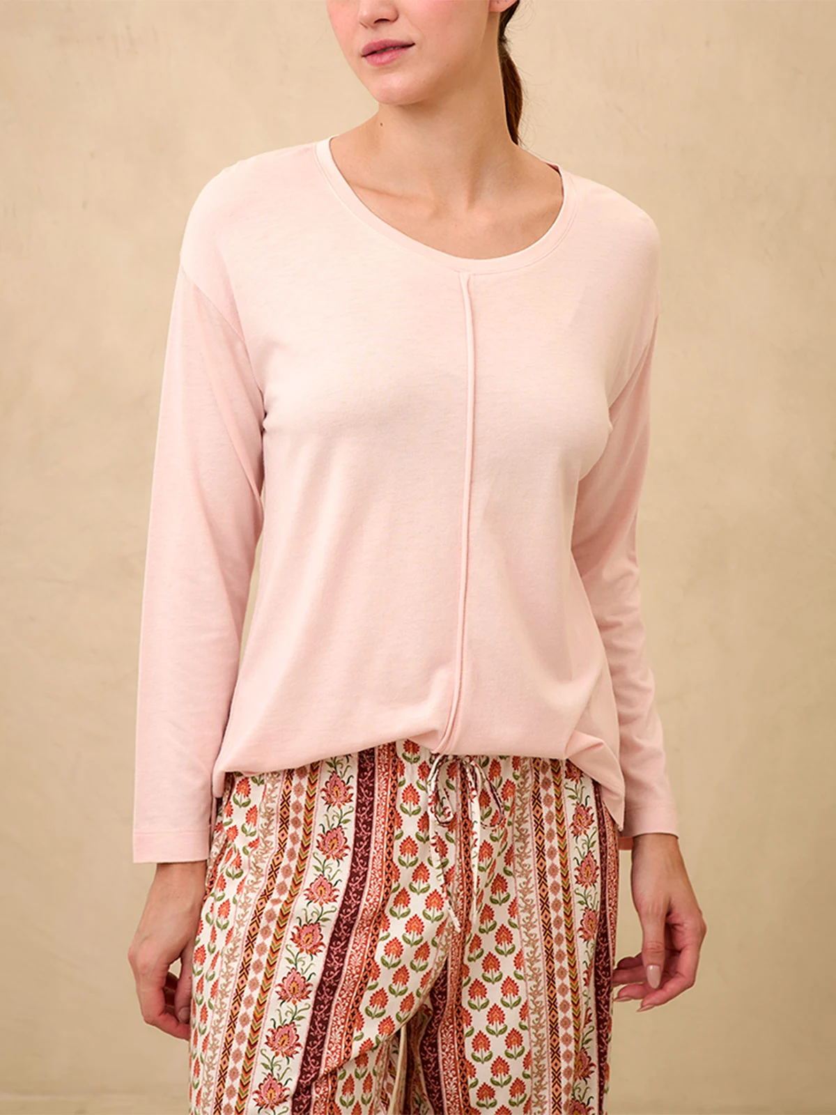 TOP DE PIJAMA MANGA LARGA MUJER IN BLOOM DENIA ML MISTY ROSE - 2