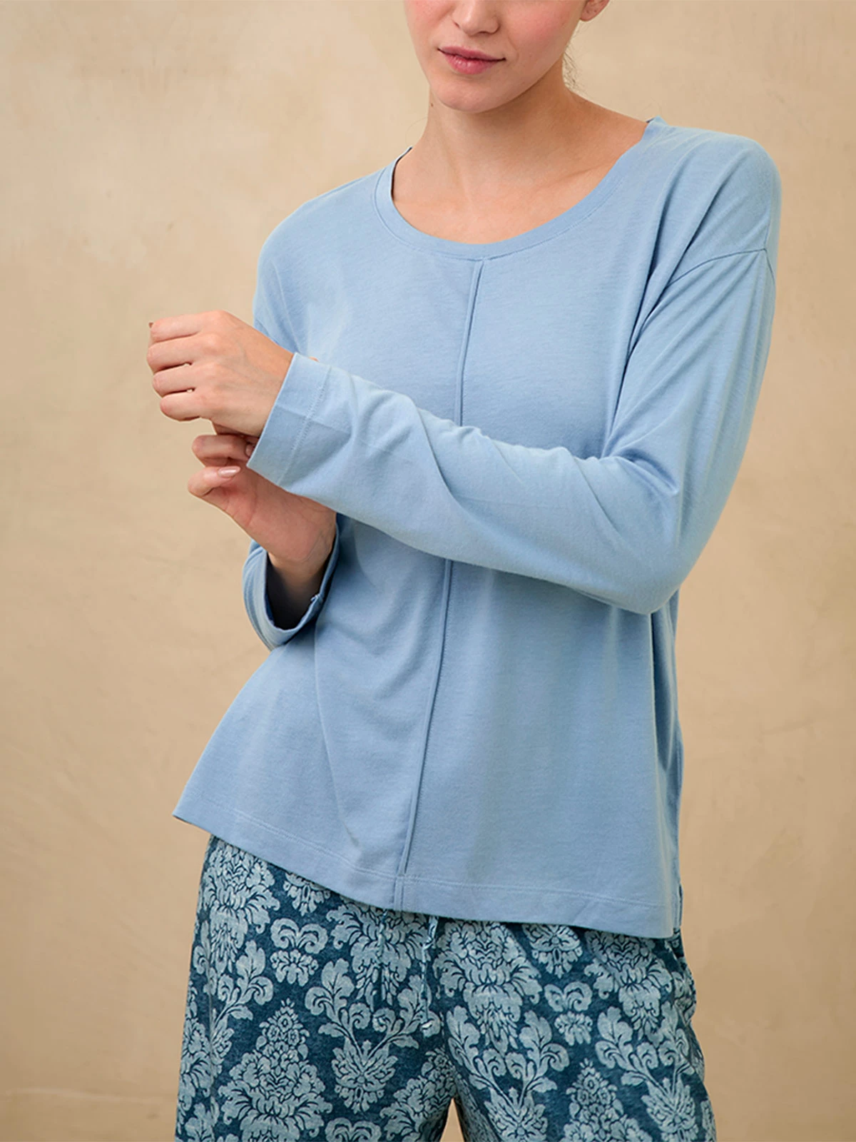 TOP DE PIJAMA MANGA LARGA MUJER IN BLOOM DENIA ML MORNING SKY - 1