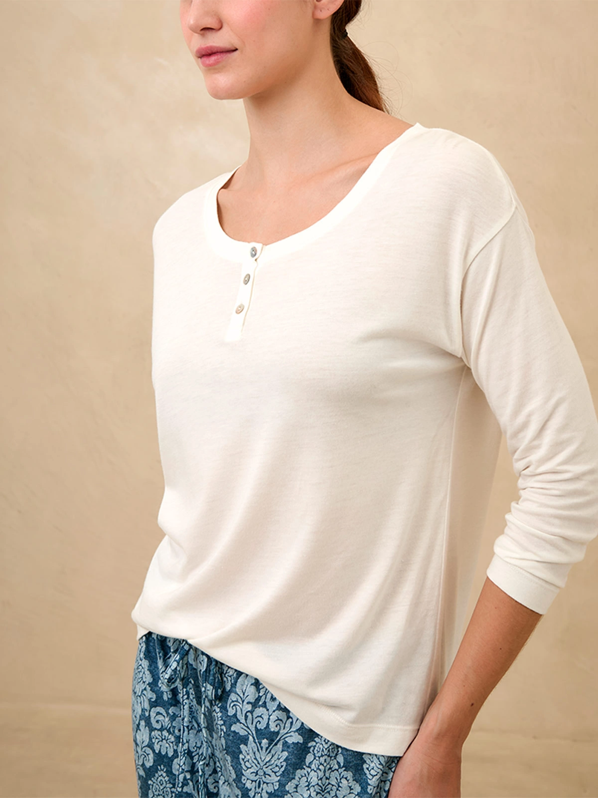 TOP DE PIJAMA MANGA LARGA MUJER IN BLOOM DALIA ML IVORY - 2