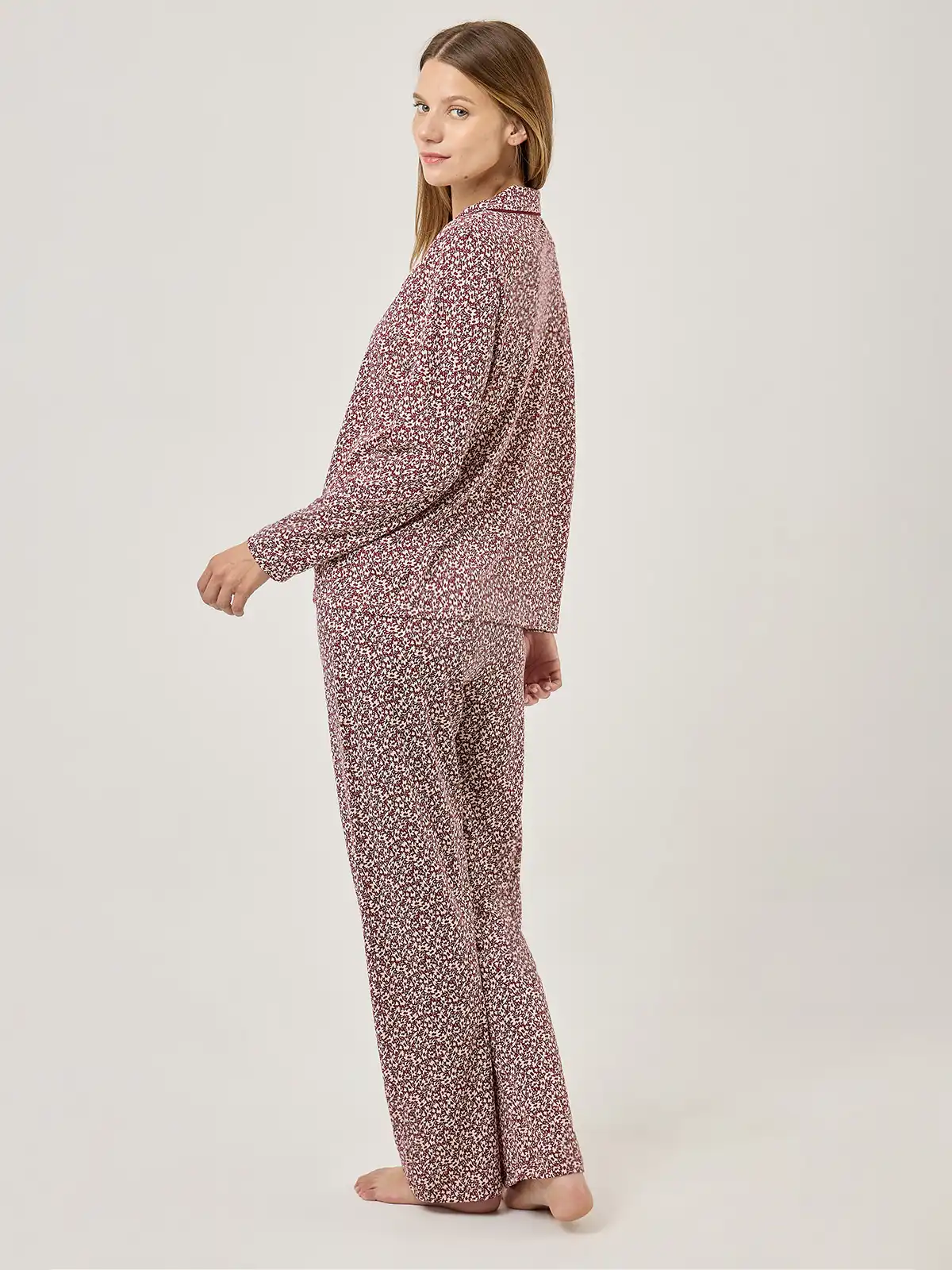 PIJAMA MANGA LARGA MUJER AZIZ FLORES BURDEO - 2