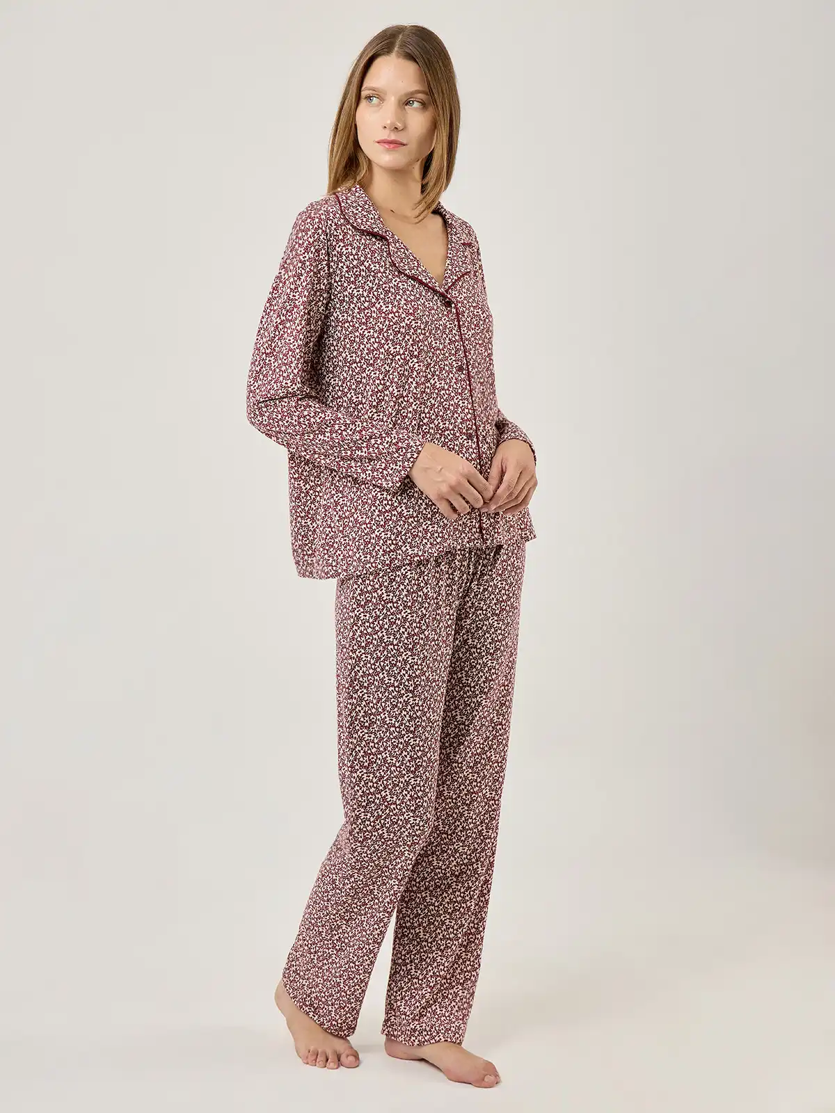 PIJAMA MANGA LARGA MUJER AZIZ FLORES BURDEO - 3