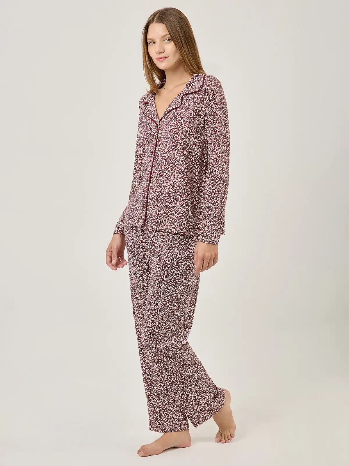 PIJAMA MANGA LARGA MUJER AZIZ FLORES BURDEO - 5