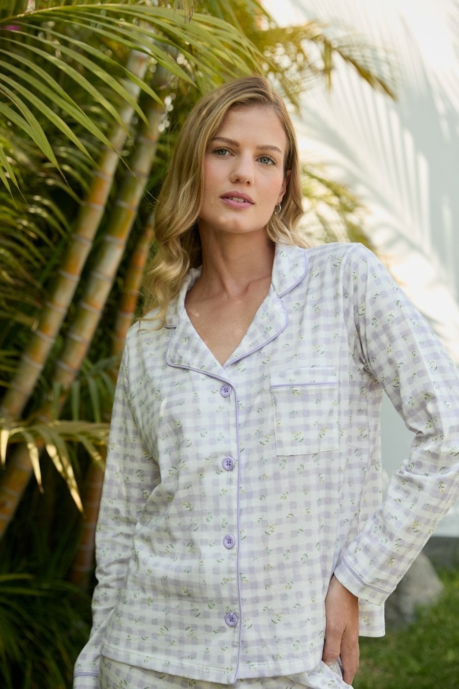 PIJAMA MUJER LILAI X MARQUIS EMMA VICHY FLORES - 1
