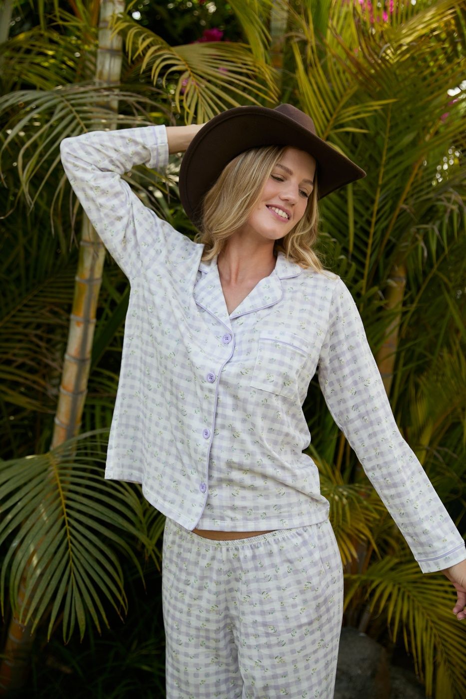 PIJAMA MUJER LILAI X MARQUIS EMMA VICHY FLORES - 2
