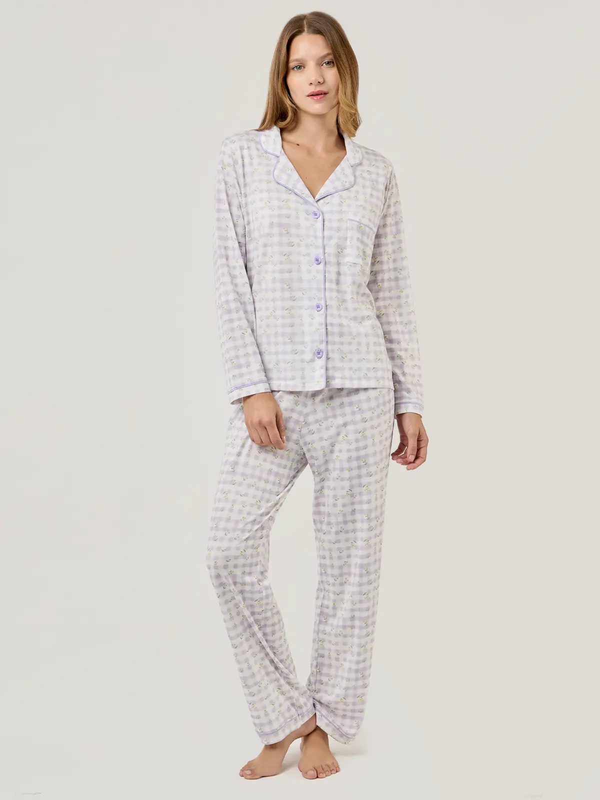 PIJAMA MUJER LILAI X MARQUIS EMMA VICHY FLORES - 3