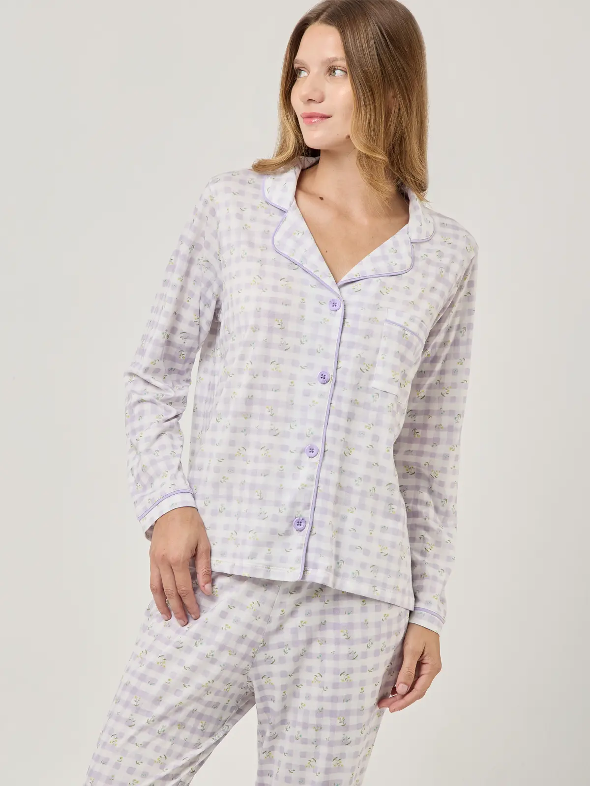 PIJAMA MUJER LILAI X MARQUIS EMMA VICHY FLORES - 6