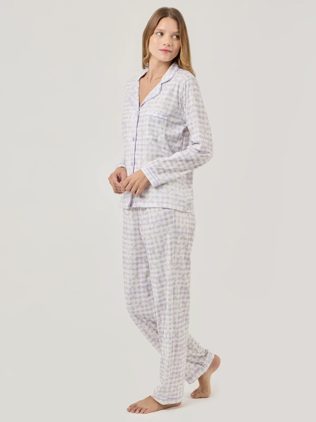 PIJAMA MUJER LILAI X MARQUIS EMMA VICHY FLORES - 7
