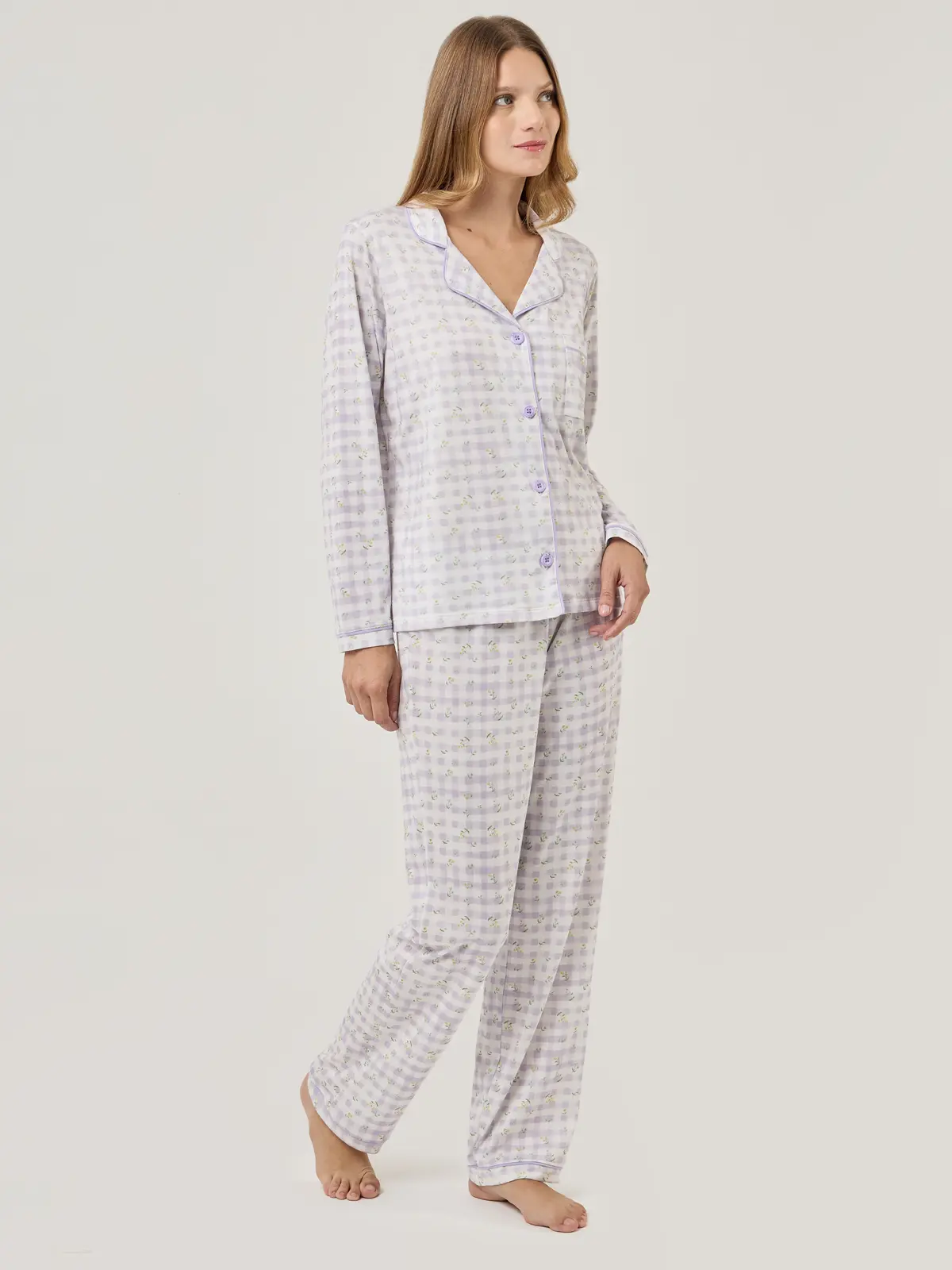 PIJAMA MUJER LILAI X MARQUIS EMMA VICHY FLORES - 5