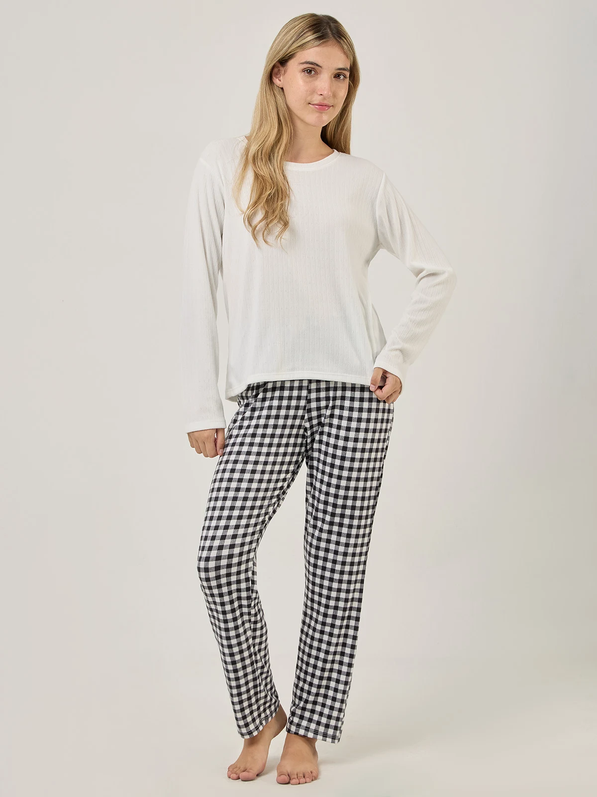 TOP PIJAMA MANGA LARGA INDEX ECRU PONTIELLE - 5