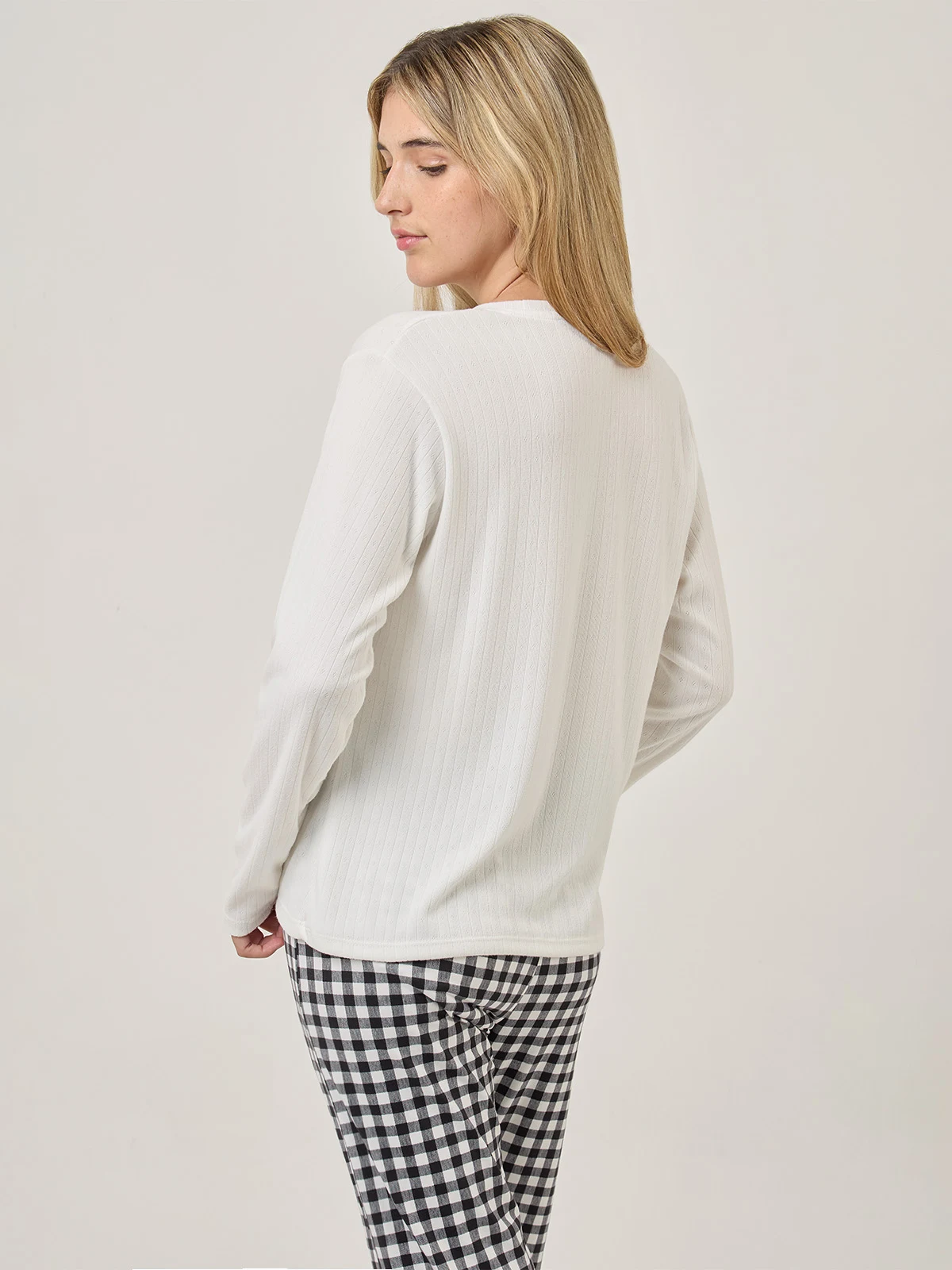TOP PIJAMA MANGA LARGA INDEX ECRU PONTIELLE - 2