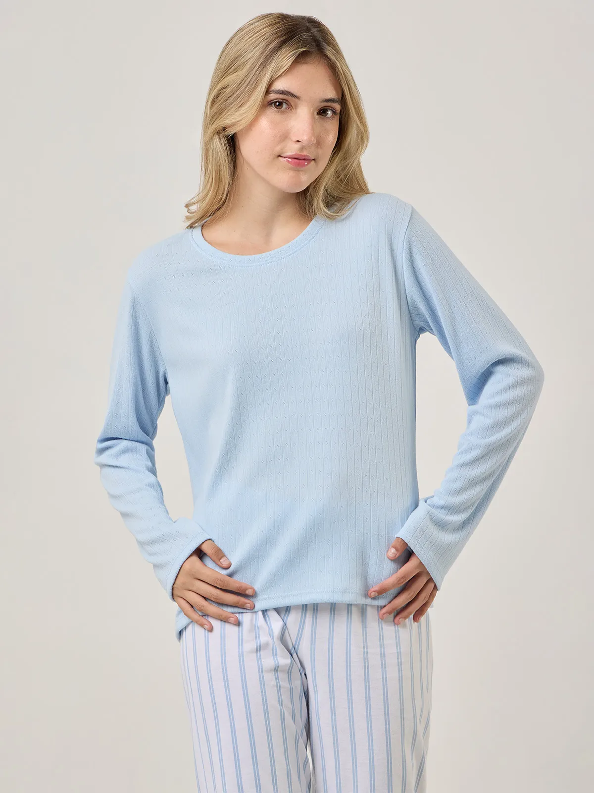 TOP PIJAMA MANGA LARGA INDEX CELESTE PONTIELLE - 1