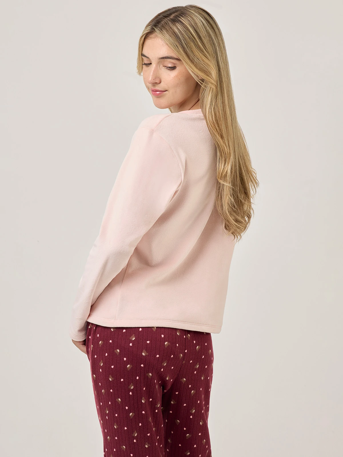 TOP PIJAMA MANGA LARGA INDEX ROSADO VELVET - 2