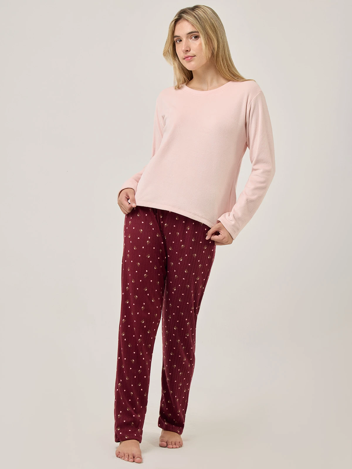 TOP PIJAMA MANGA LARGA INDEX ROSADO VELVET - 5