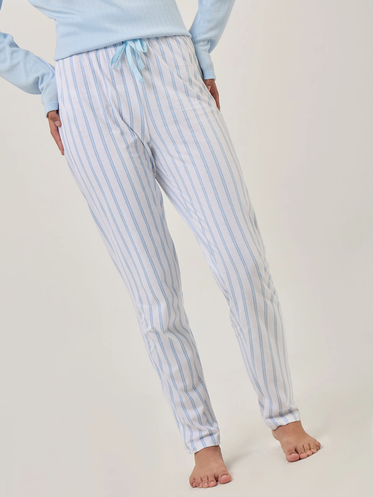 PANTALÓN PIJAMA RECTO INDEX CELESTE RAYAS - 1