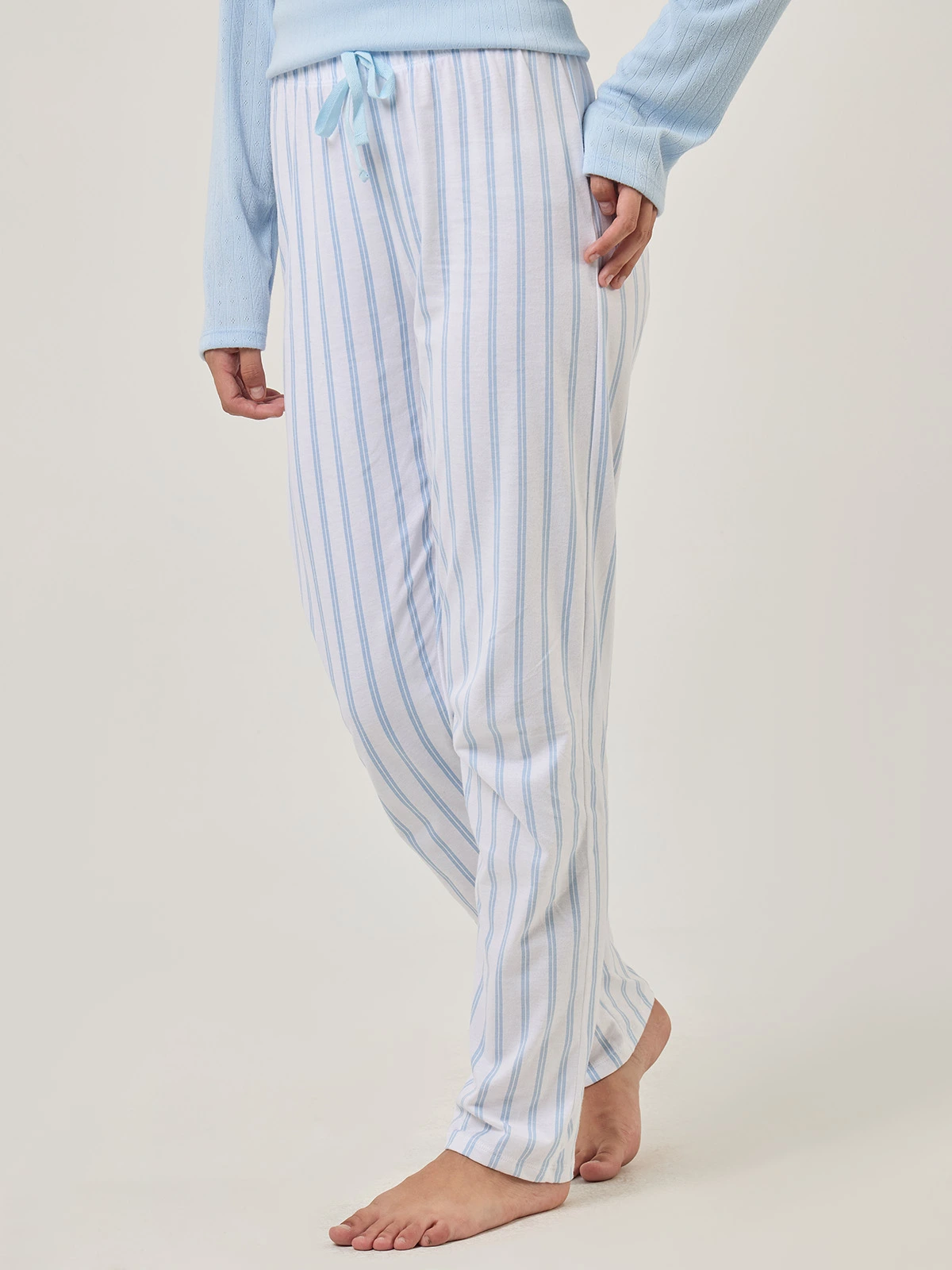 PANTALÓN PIJAMA RECTO INDEX CELESTE RAYAS - 3