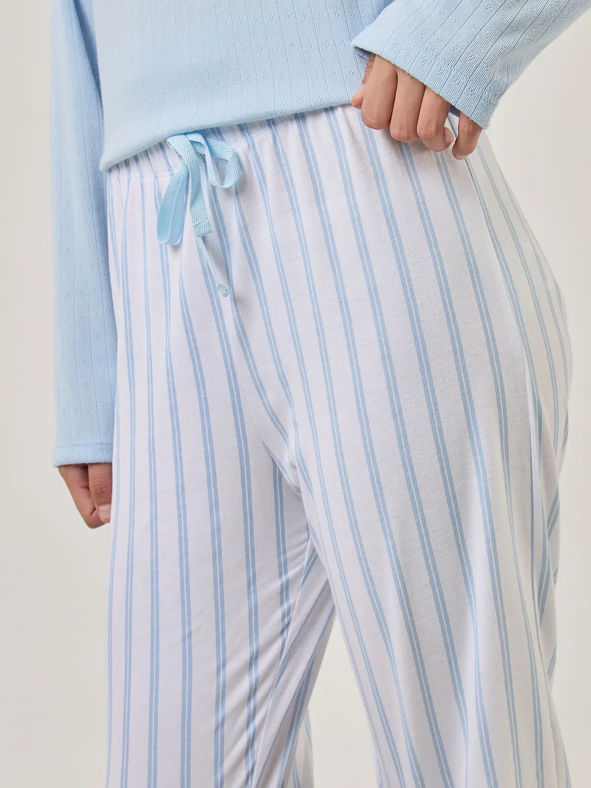 PANTALÓN PIJAMA RECTO INDEX CELESTE RAYAS - 4