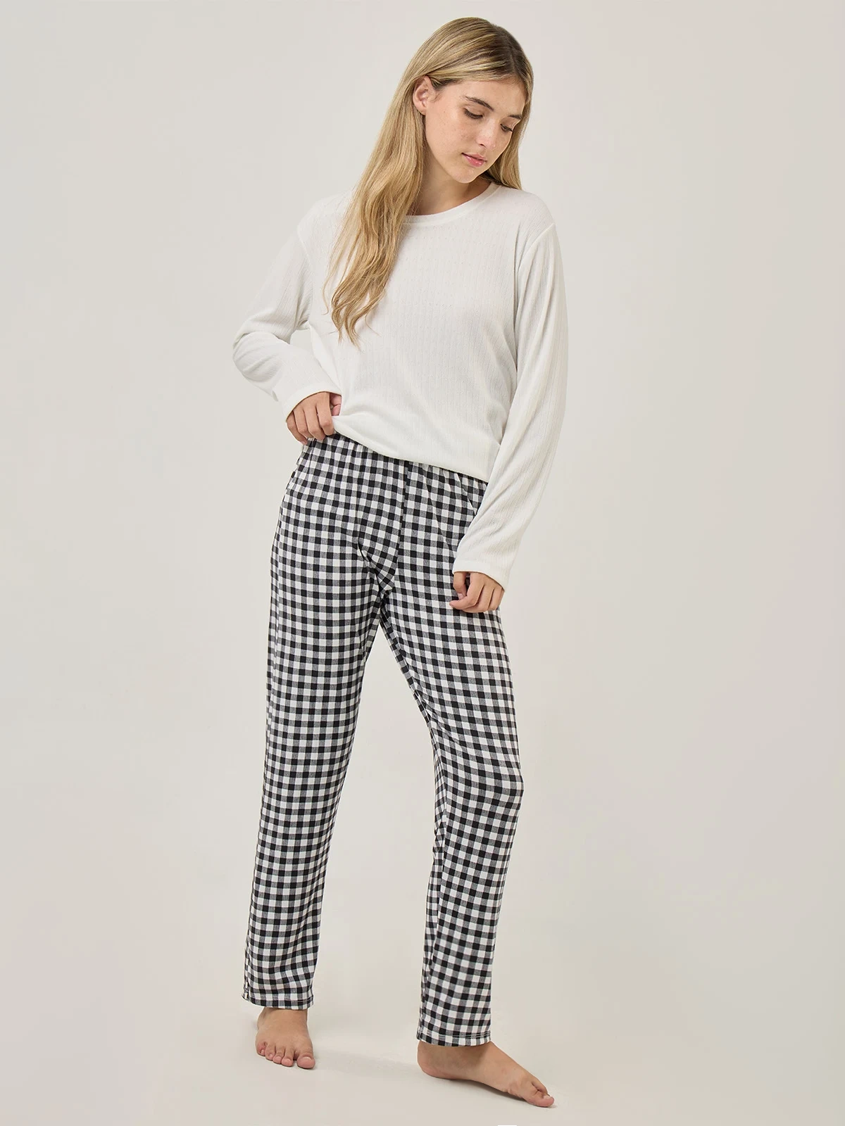 PANTALÓN PIJAMA RECTO INDEX NEGRO ESCOCÉS - 5