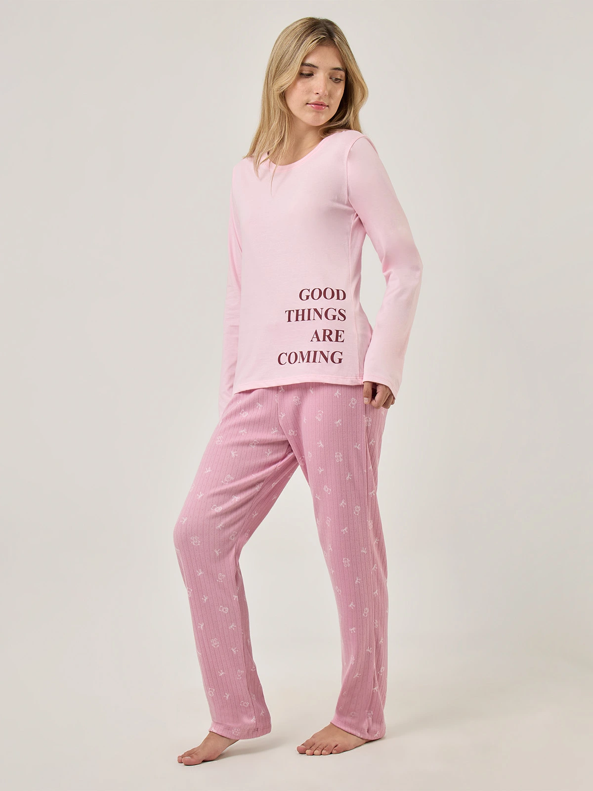 PANTALÓN PIJAMA RECTO INDEX MALVA OSITO - 5
