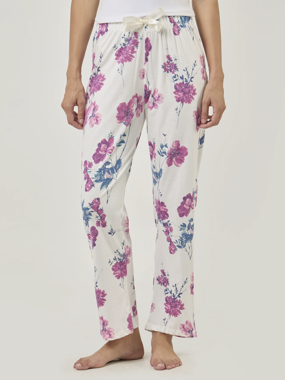 PANTALÓN PIJAMA MARQUIS GUINDA FLORES - 1