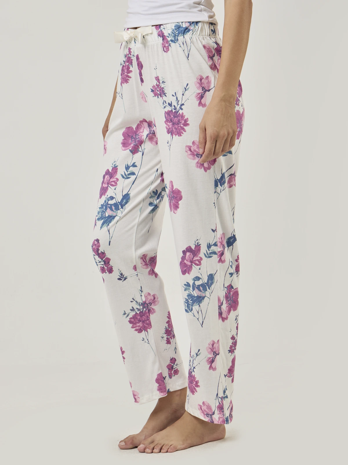 PANTALÓN PIJAMA MARQUIS GUINDA FLORES - 3