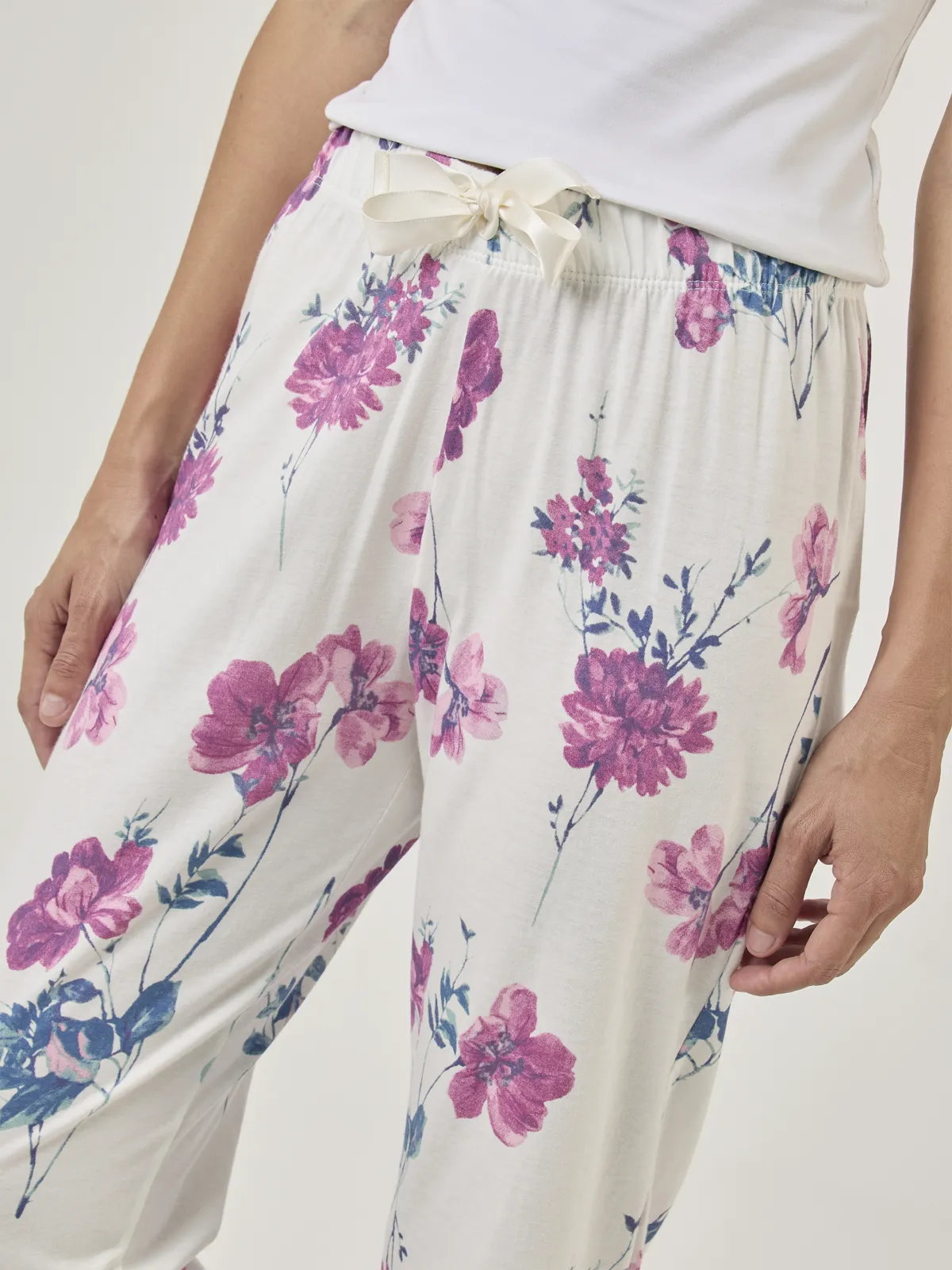 PANTALÓN PIJAMA MARQUIS GUINDA FLORES - 4
