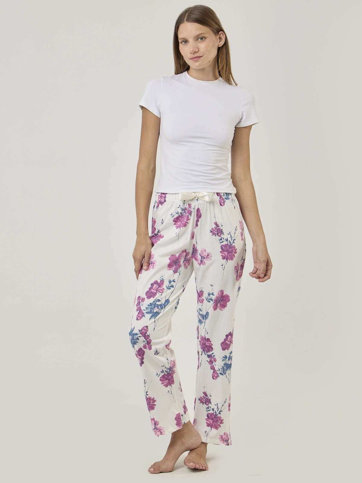 PANTALÓN PIJAMA MARQUIS GUINDA FLORES - 5