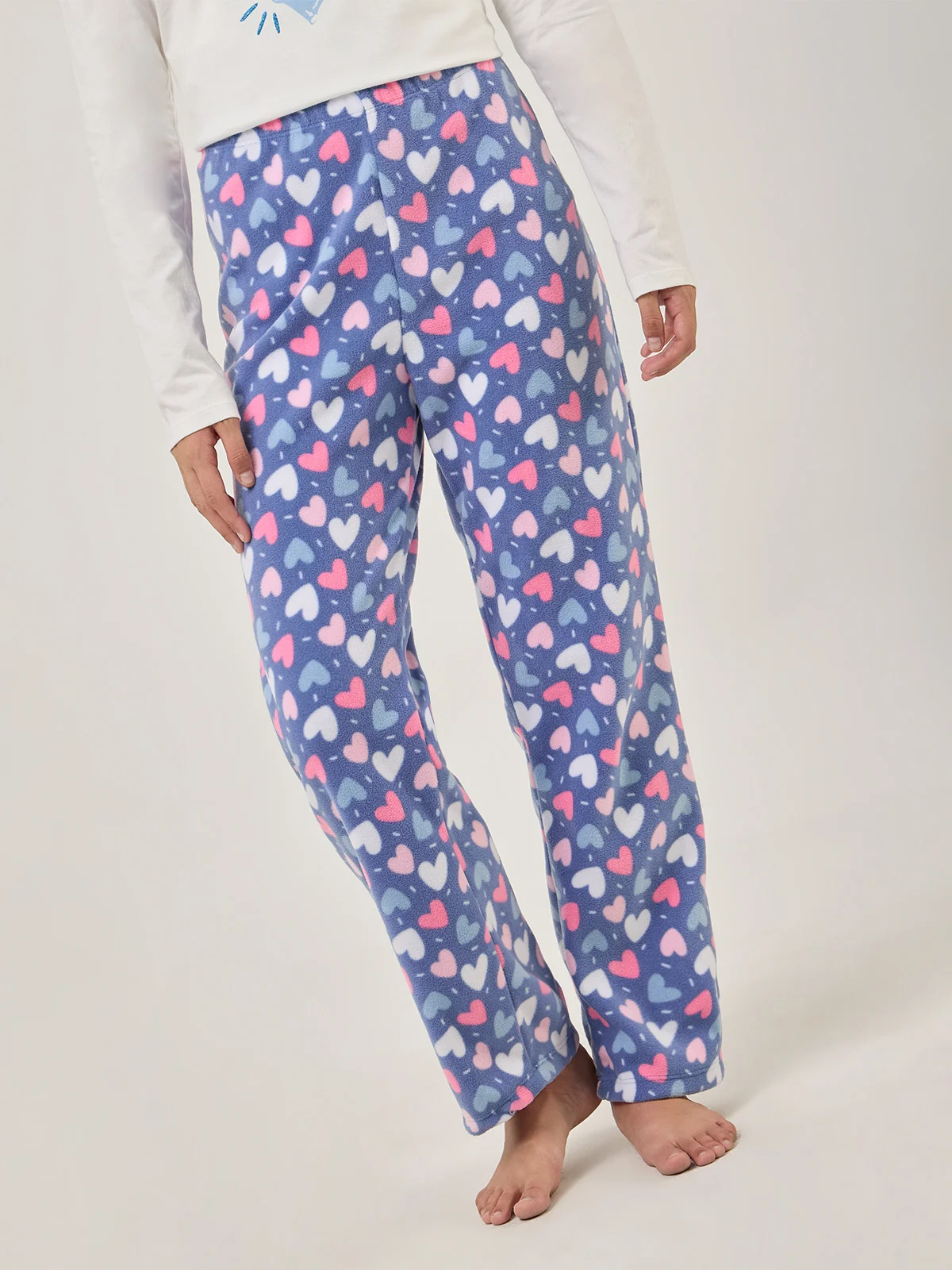 PANTALÓN PIJAMA POLAR INDEX AZUL CORAZONES - 1