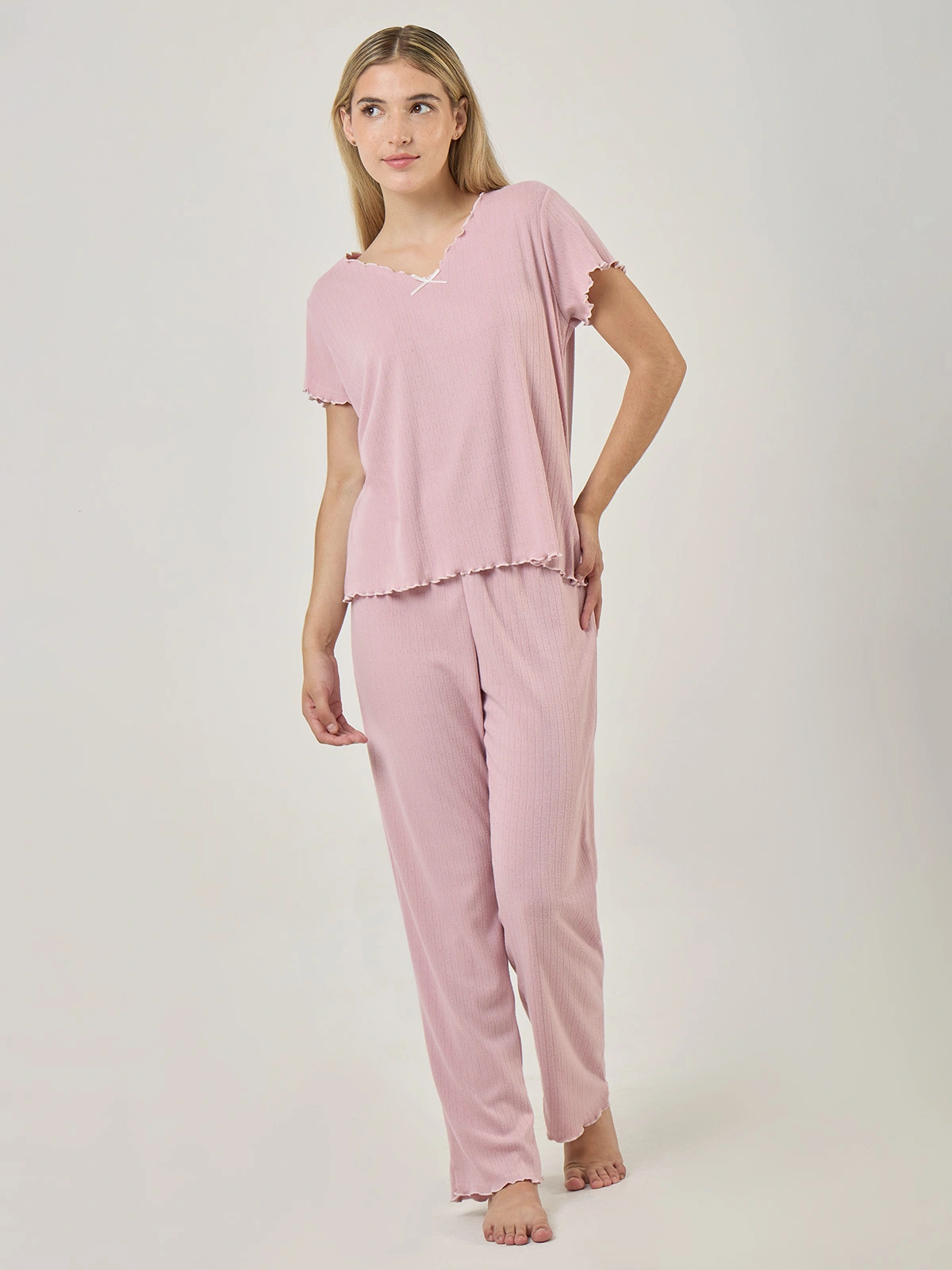 PIJAMA MANGA CORTA MUJER INDEX PALO ROSA BLUSH - 1