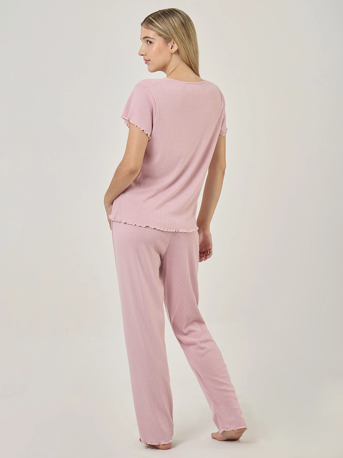 PIJAMA MANGA CORTA MUJER INDEX PALO ROSA BLUSH - 2