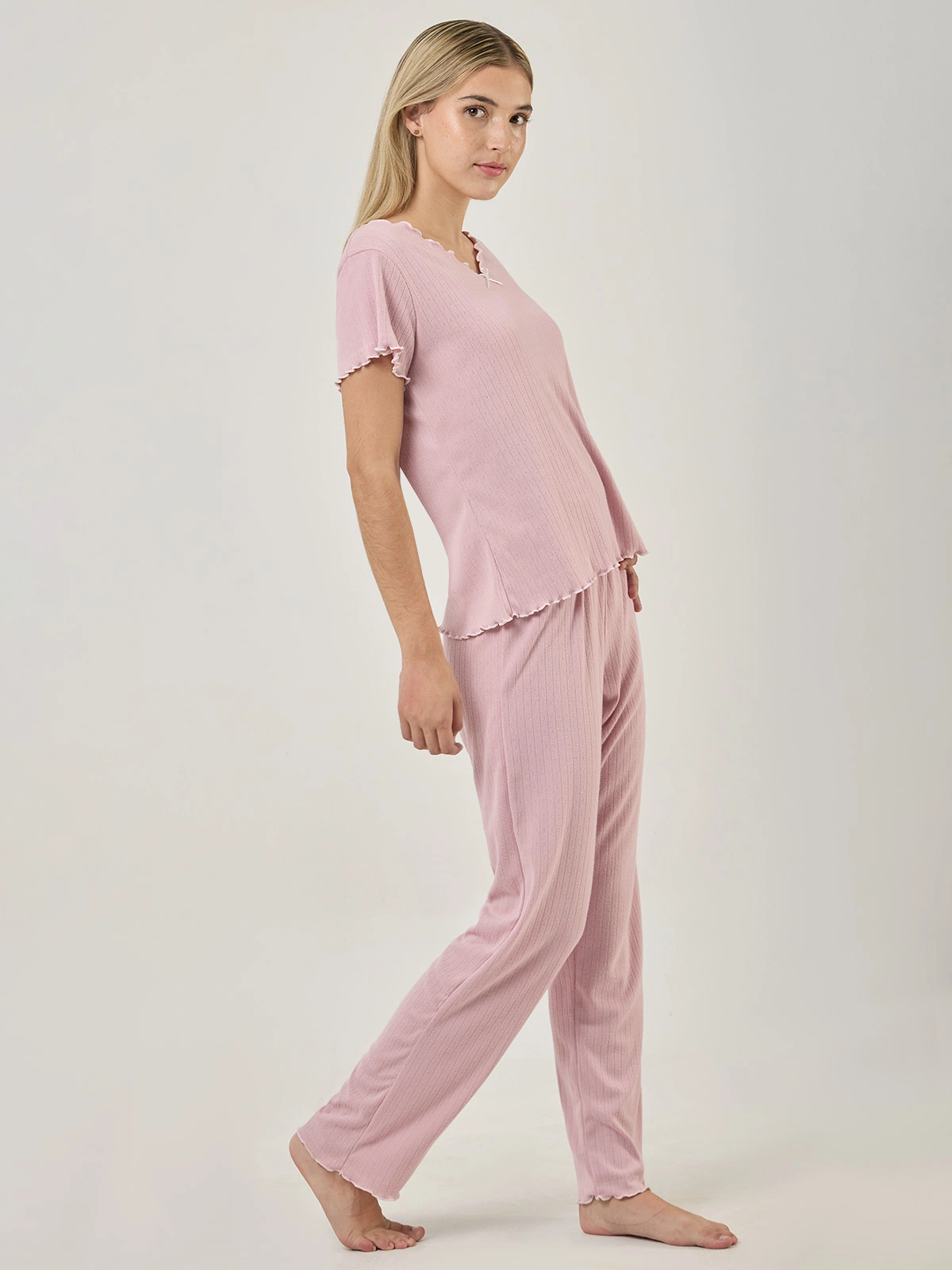 PIJAMA MANGA CORTA MUJER INDEX PALO ROSA BLUSH - 3