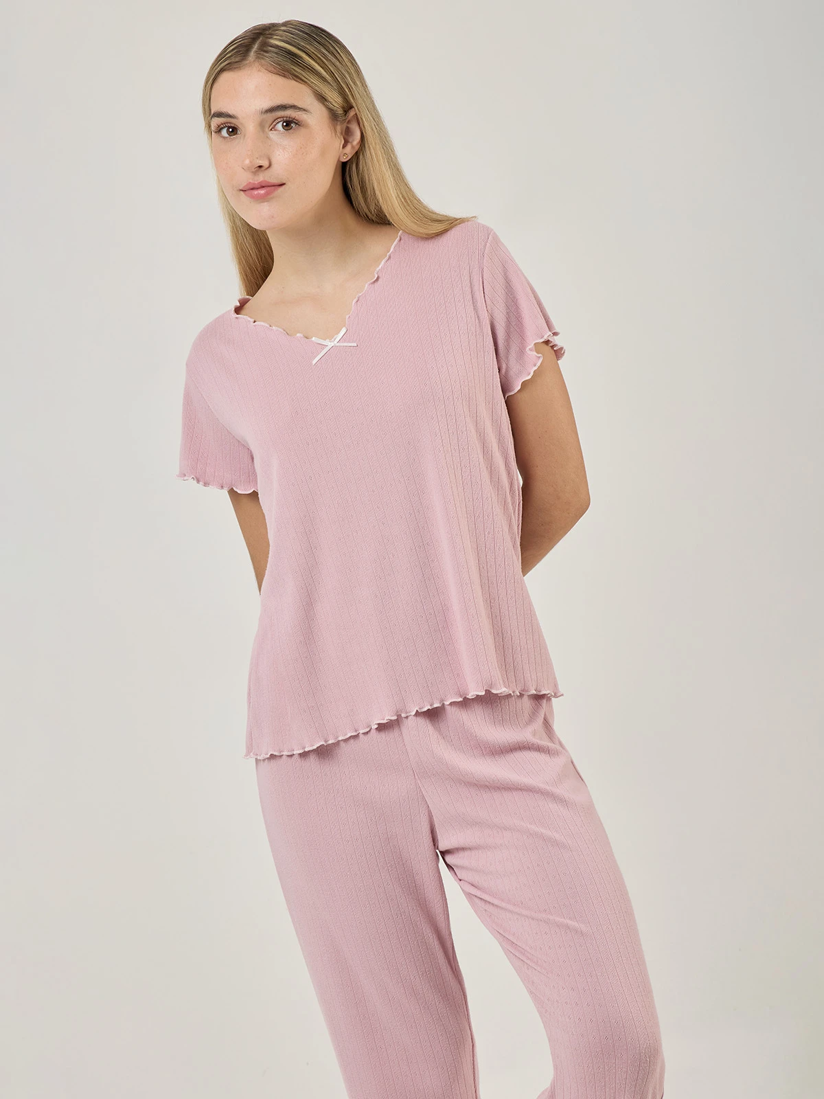 PIJAMA MANGA CORTA MUJER INDEX PALO ROSA BLUSH - 4