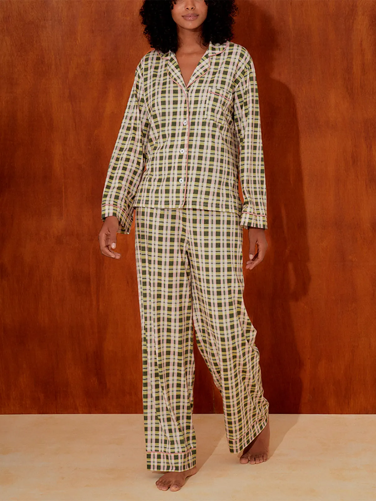 PIJAMA MANGA LARGA ALGODÓN MUJER IN BLOOM TARTAN - 3
