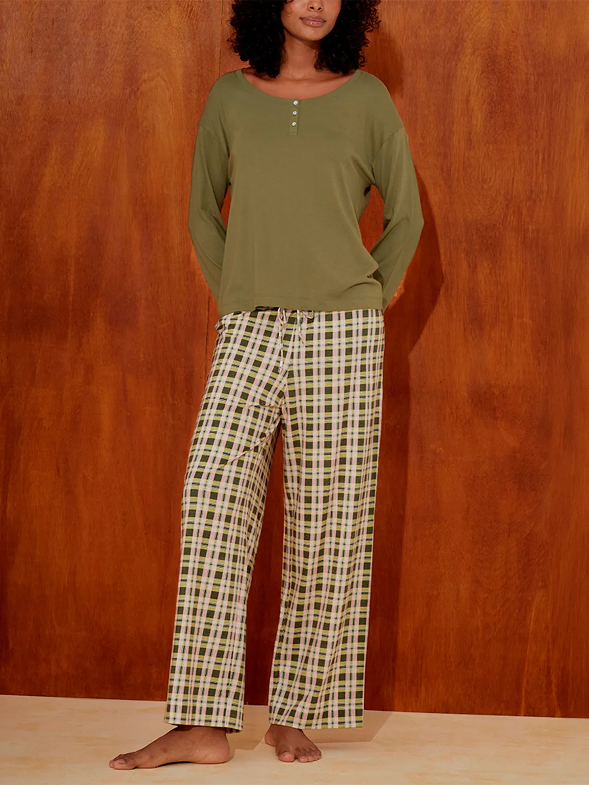 PANTALÓN PIJAMA ALGODÓN MUJER IN BLOOM TARTAN - 1