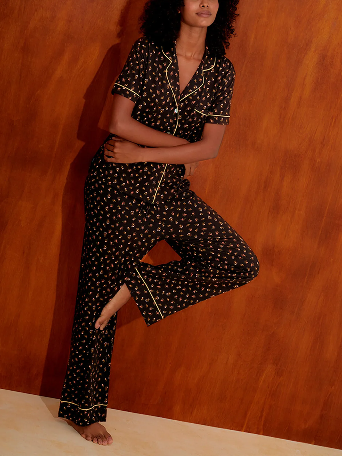 PIJAMA MANGA LARGA ALGODÓN MUJER IN BLOOM BROWN DAISY - 3