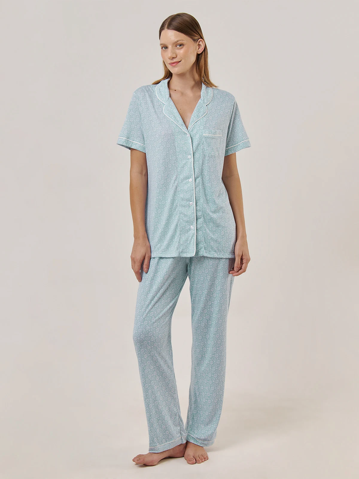PIJAMA MANGA CORTA MUJER AZIZ CAMISERA DIORA - 1