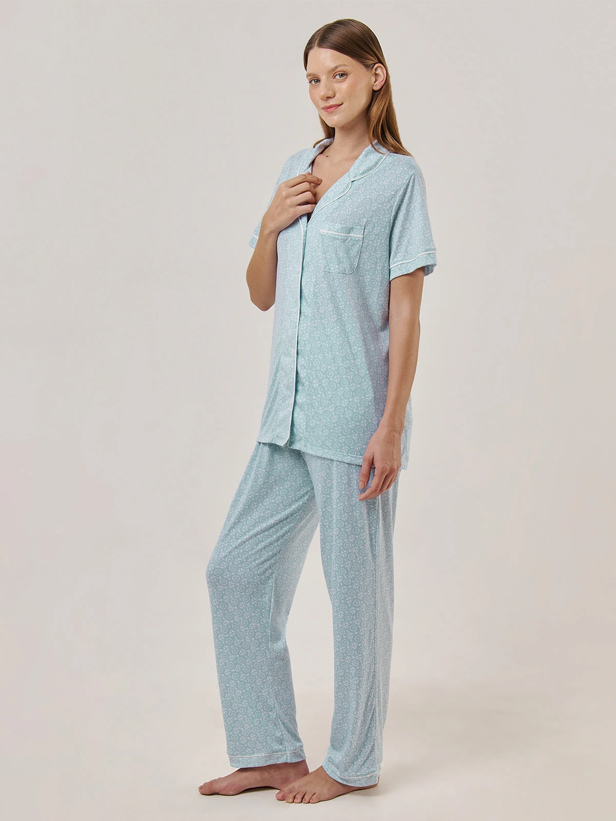 PIJAMA MANGA CORTA MUJER AZIZ CAMISERA DIORA - 3