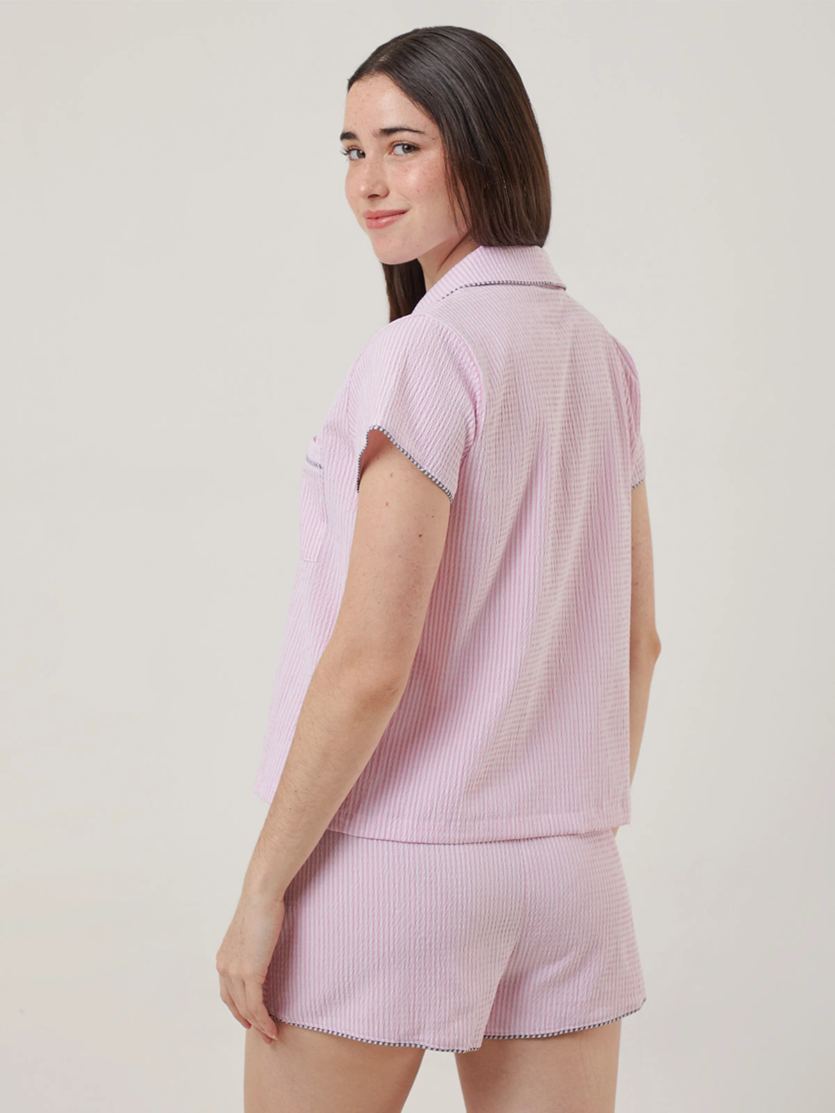 PIJAMA CAMISERO MANGA CORTA MUJER INDEX ROSADO DREAM - 2