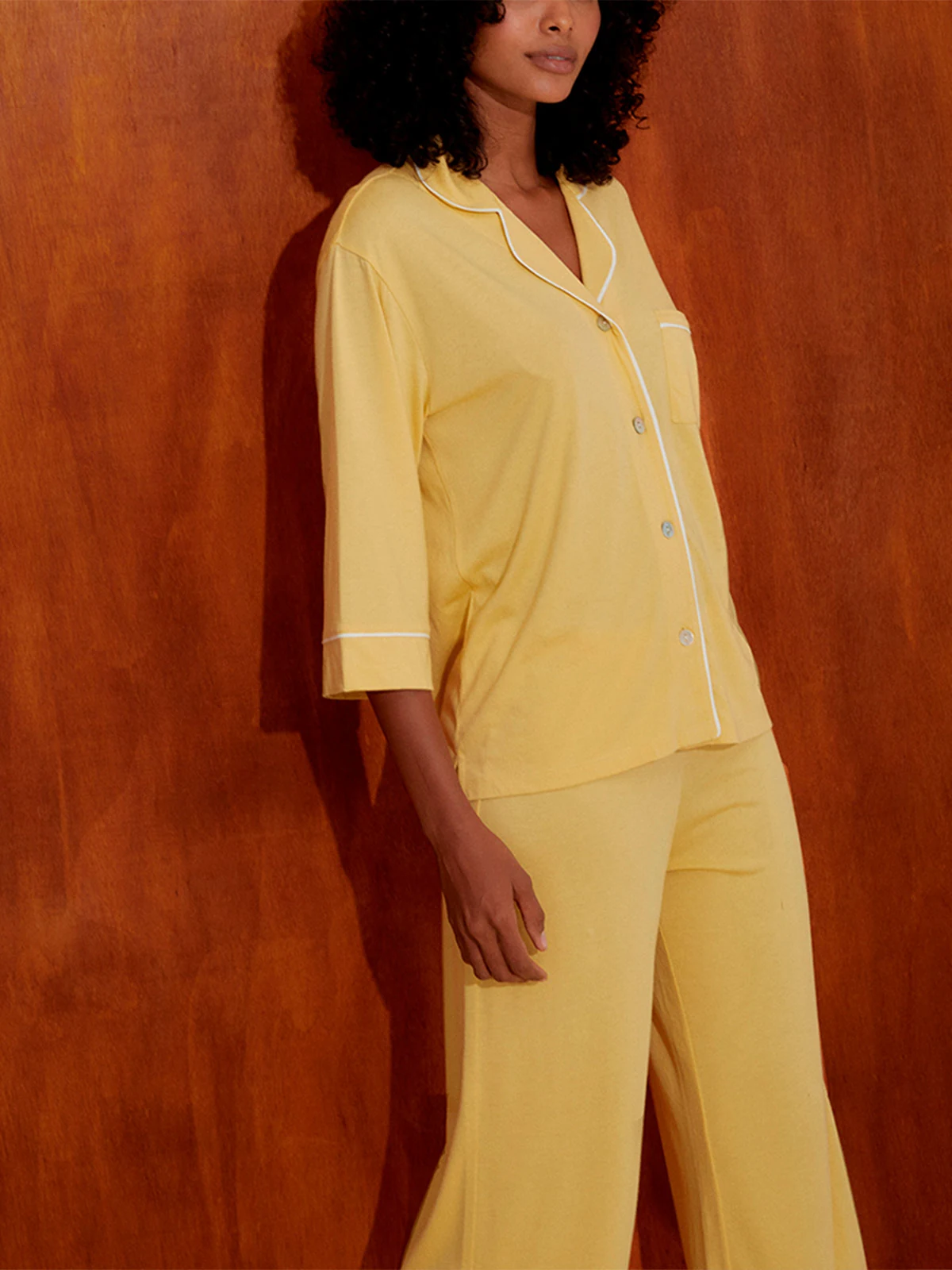 PIJAMA MANGA 3/4 MUJER IN BLOOM AMARILLO BOYFRIEND - 1